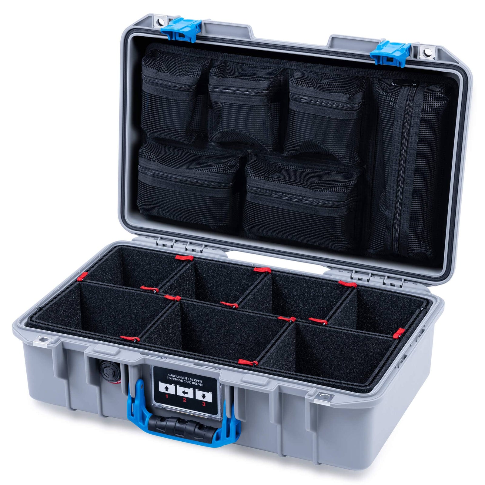 Pelican 1485 Air Case, Silver with Blue Latches ColorCase 