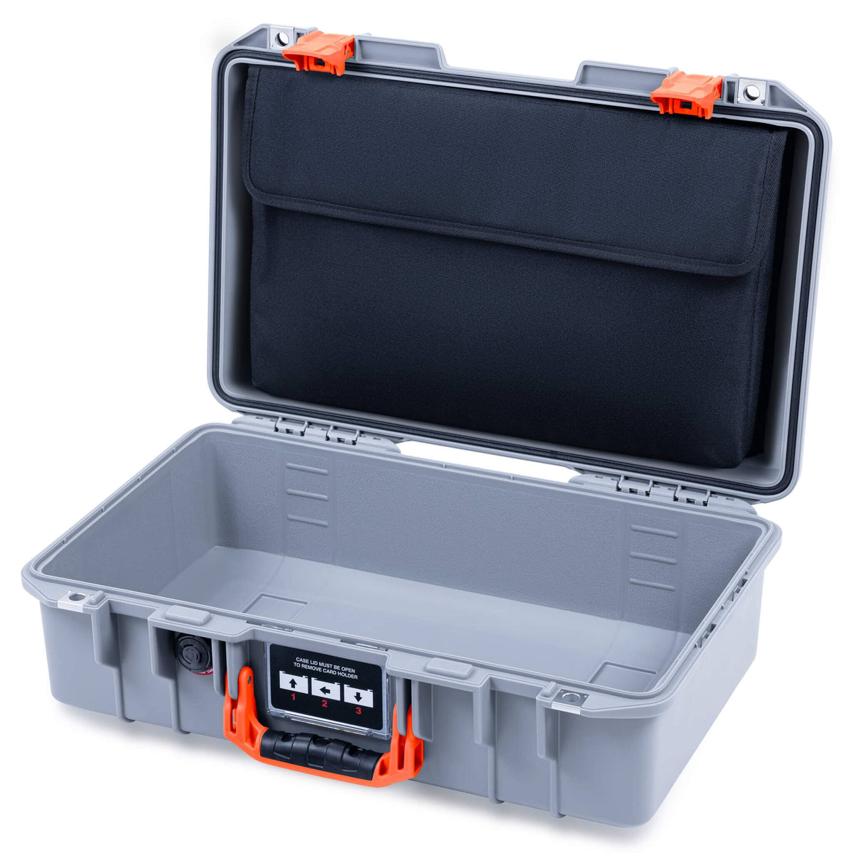Pelican 1485 Air Case, Silver with Orange Latches ColorCase 