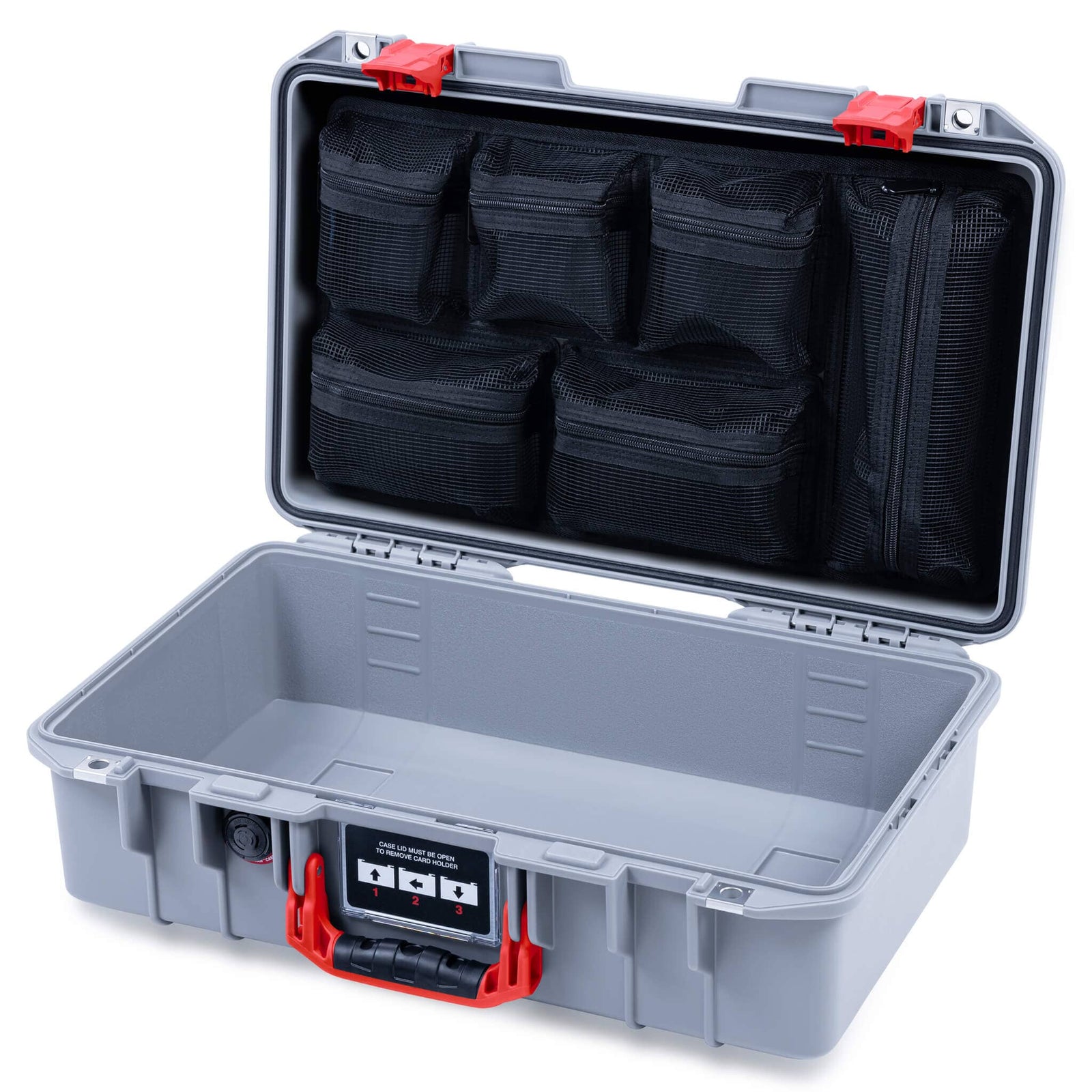 Pelican 1485 Air Case, Silver with Red Latches ColorCase 