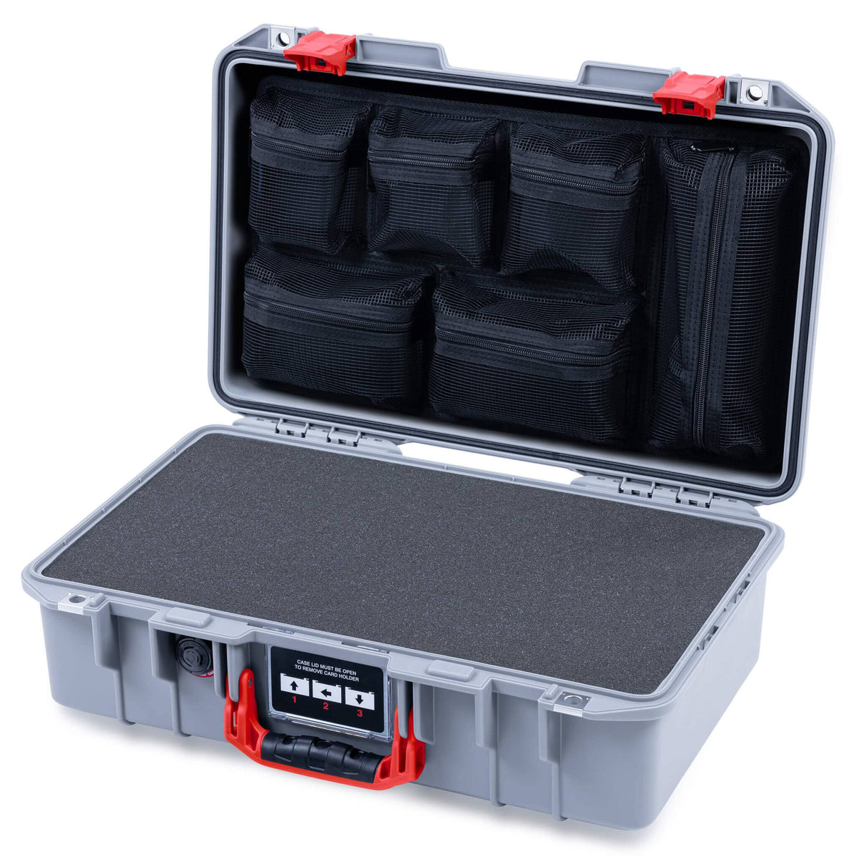 Pelican 1485 Air Case, Silver with Red Latches ColorCase 