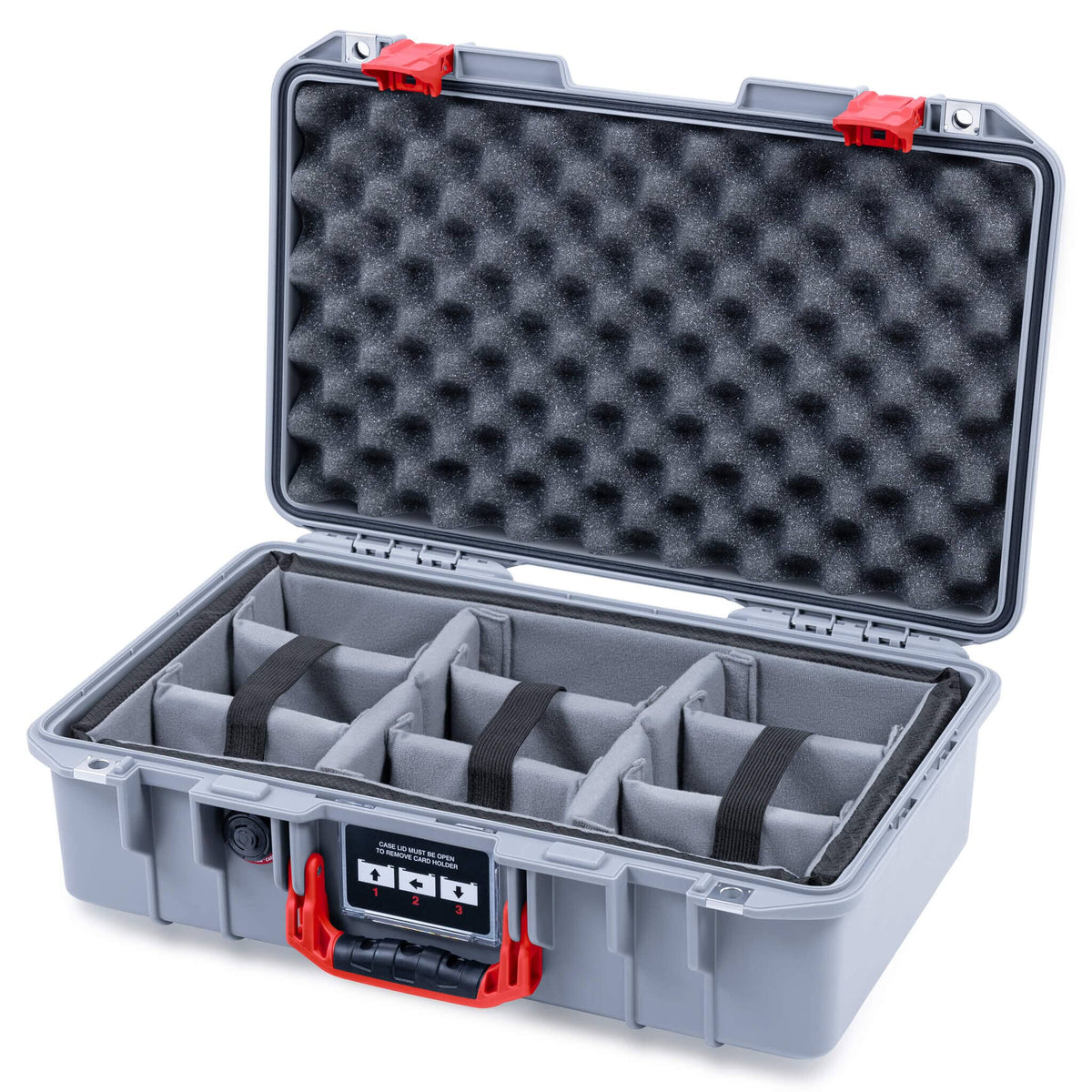 Pelican 1485 Air Case, Silver with Red Latches ColorCase 