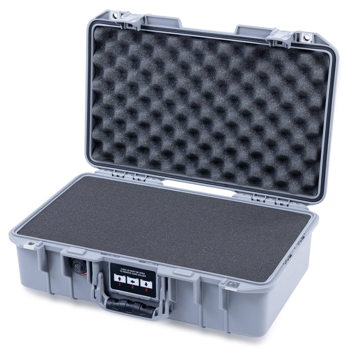 Pelican 1485 Air Case, Silver Pick &amp; Pluck Foam with Computer Pouch ColorCase 014850-0201-180-181