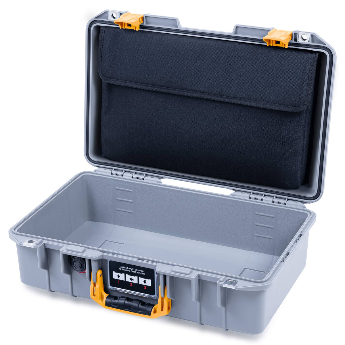 Pelican 1485 Air Case, Silver with Yellow Latches ColorCase 