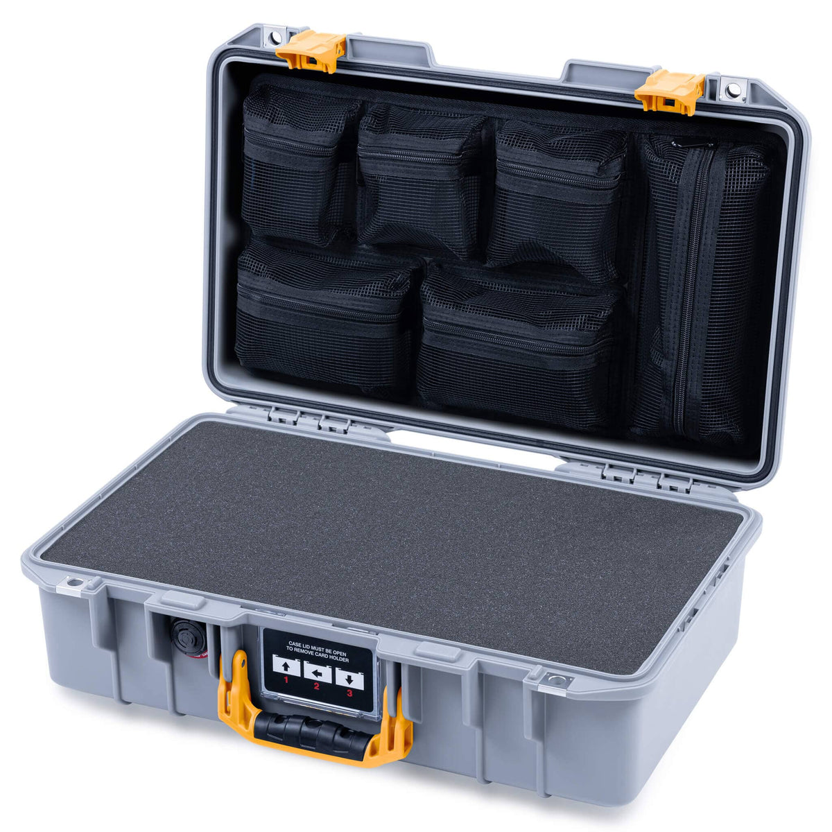 Pelican 1485 Air Case, Silver with Yellow Latches ColorCase 