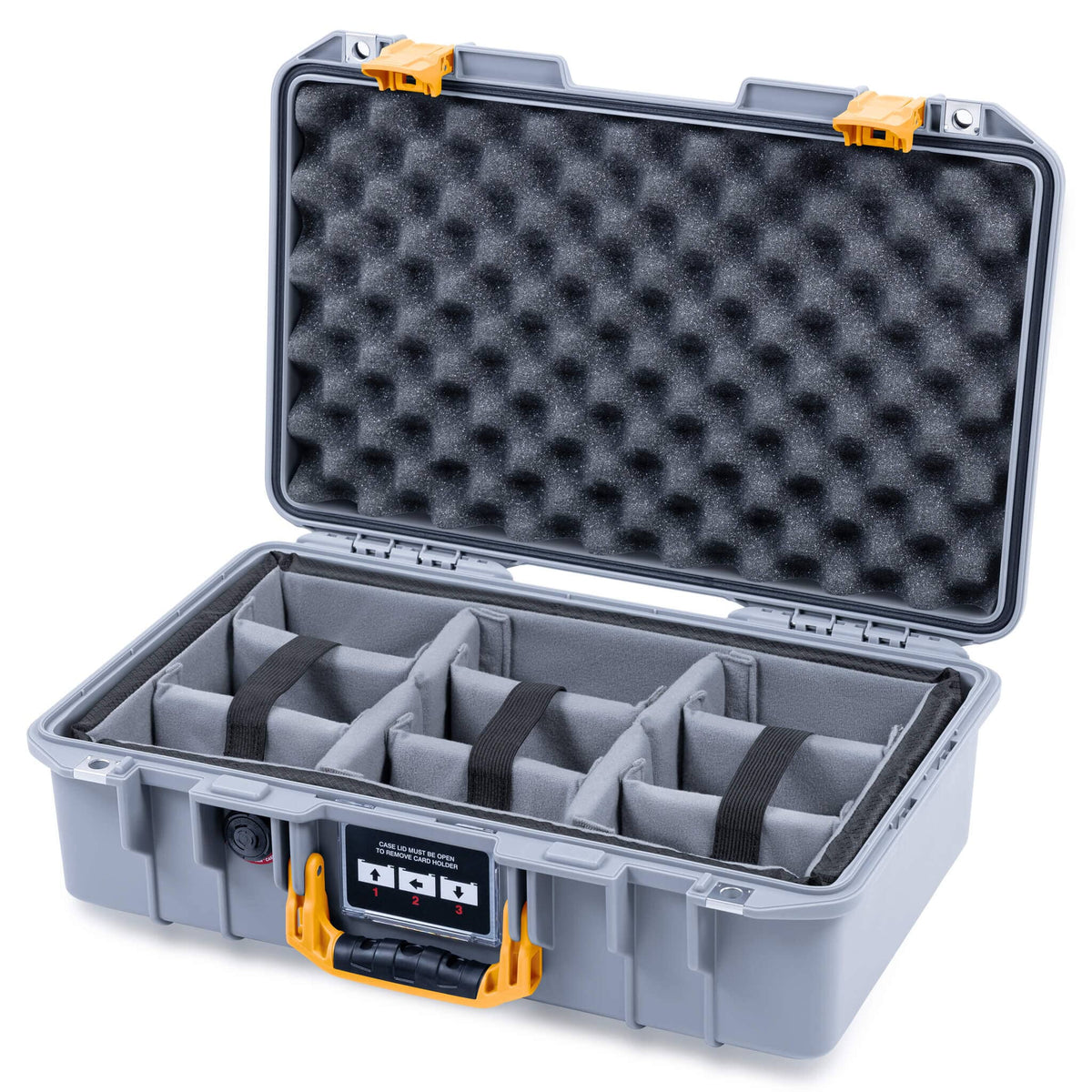 Pelican 1485 Air Case, Silver with Yellow Latches ColorCase 
