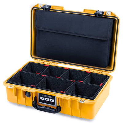 Pelican 1485 Air Case, Yellow with Black Handle & TSA Locking Latches TrekPak Divider System with Laptop Computer Lid Pouch ColorCase 014850-0220-240-L10