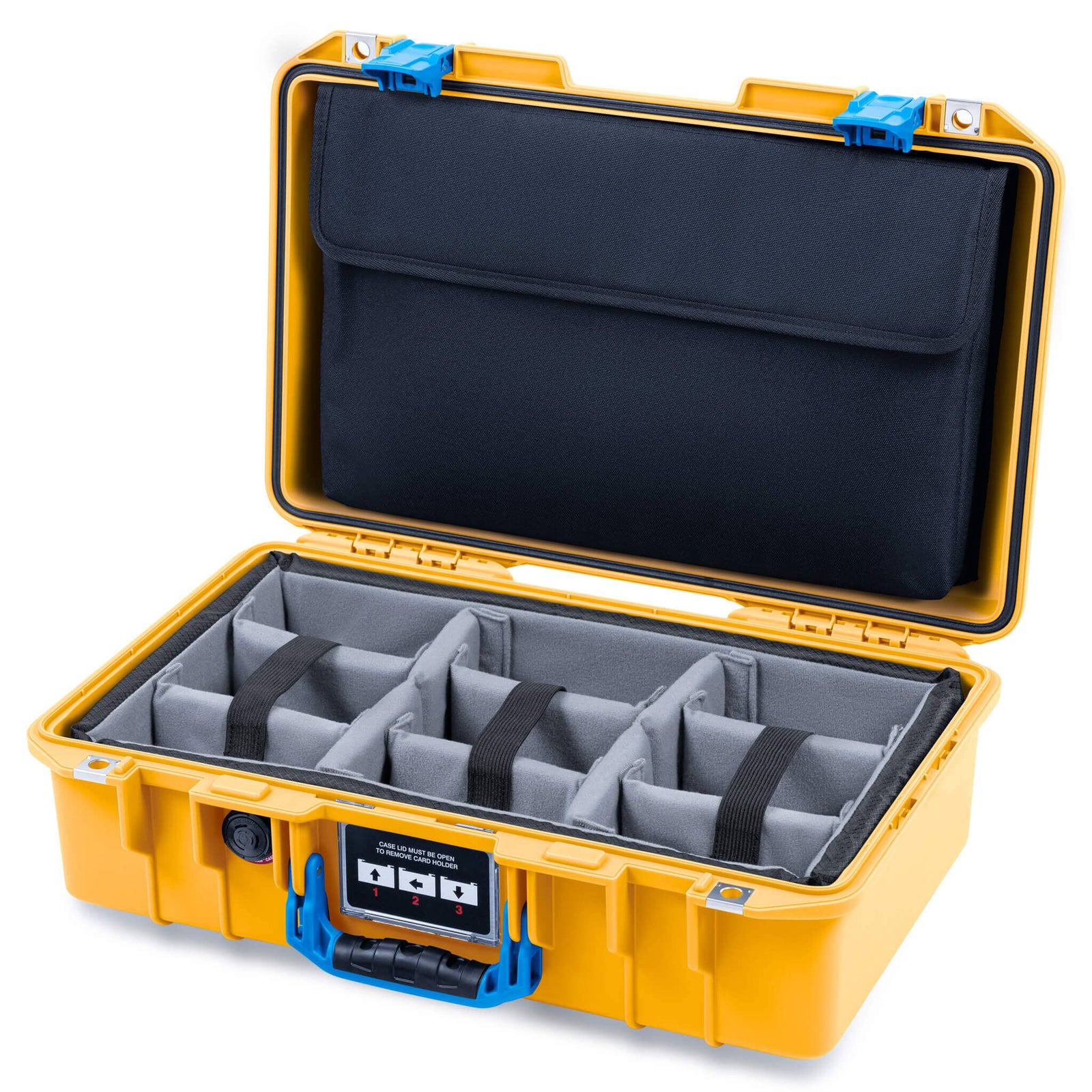 Pelican 1485 Air Case, Yellow with Blue Latches ColorCase 