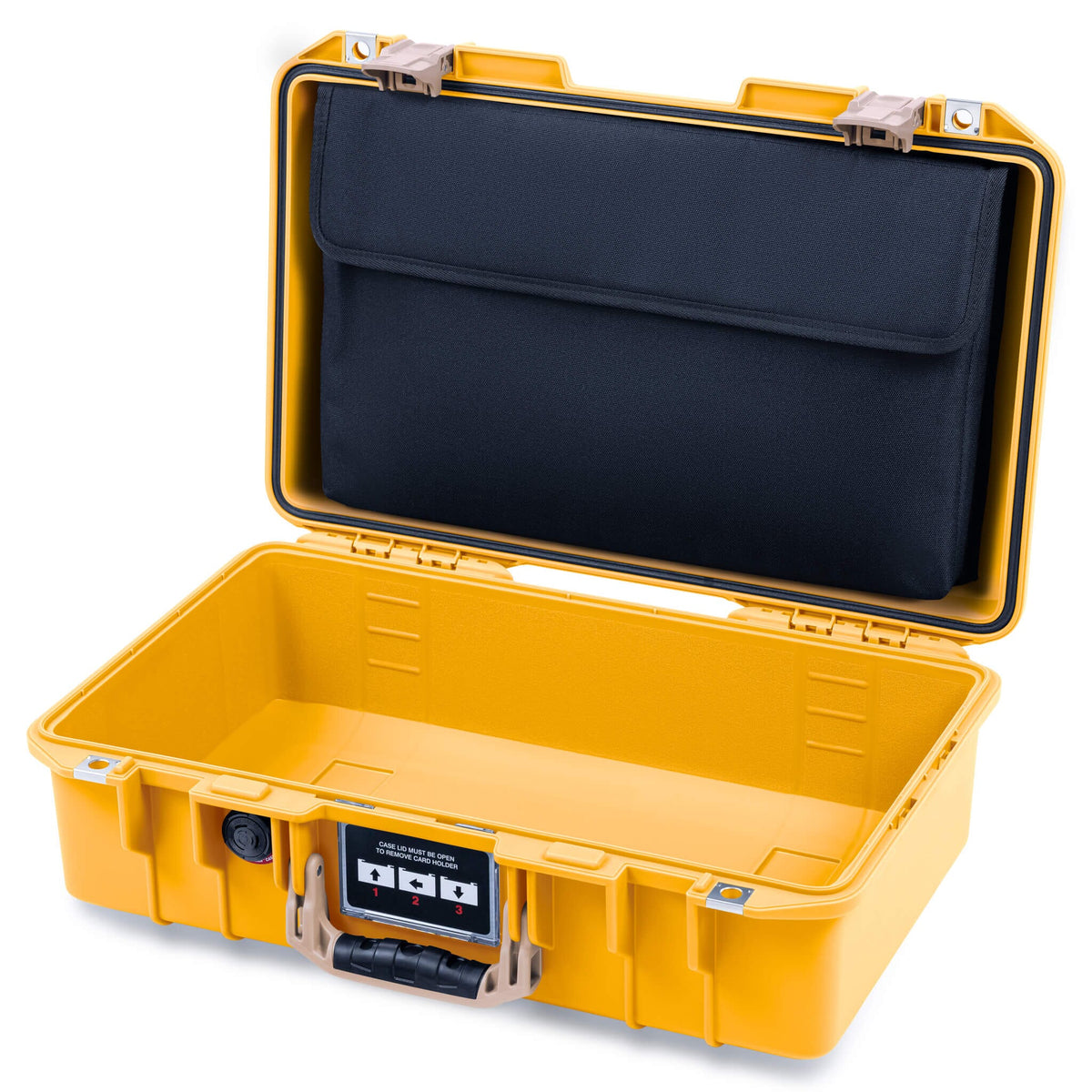 Pelican 1485 Air Case, Yellow with Desert Tan Handle &amp; Latches Laptop Computer Lid Pouch Only ColorCase 014850-0200-240-311