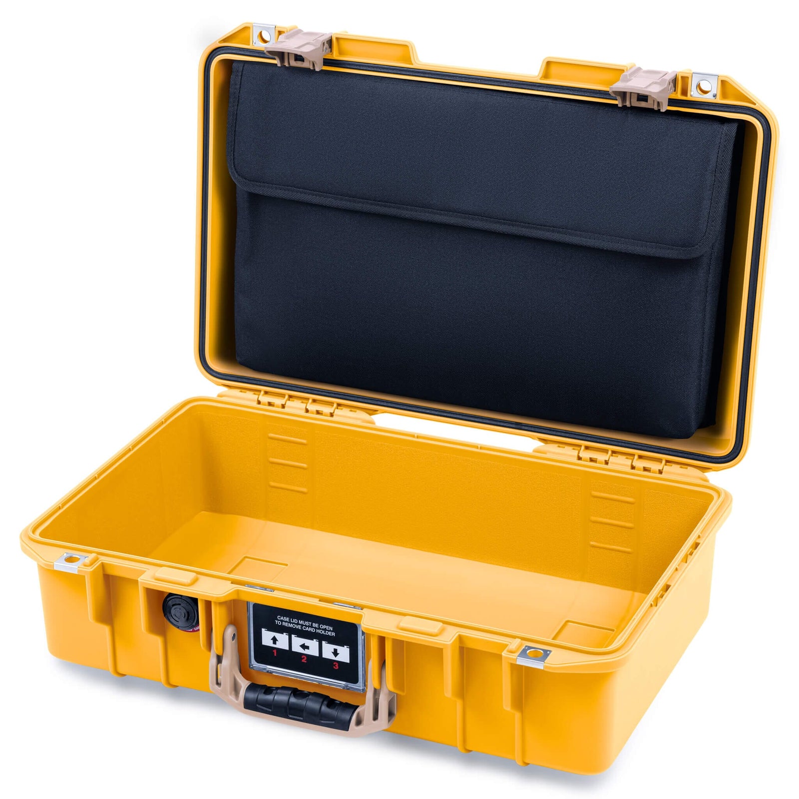 Pelican 1485 Air Case, Yellow with Desert Tan Handle & Latches Laptop Computer Lid Pouch Only ColorCase 014850-0200-240-311