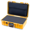 Pelican 1485 Air Case, Yellow with Desert Tan Handle & Latches Pick & Pluck Foam with Laptop Computer Lid Pouch ColorCase 014850-0201-240-311