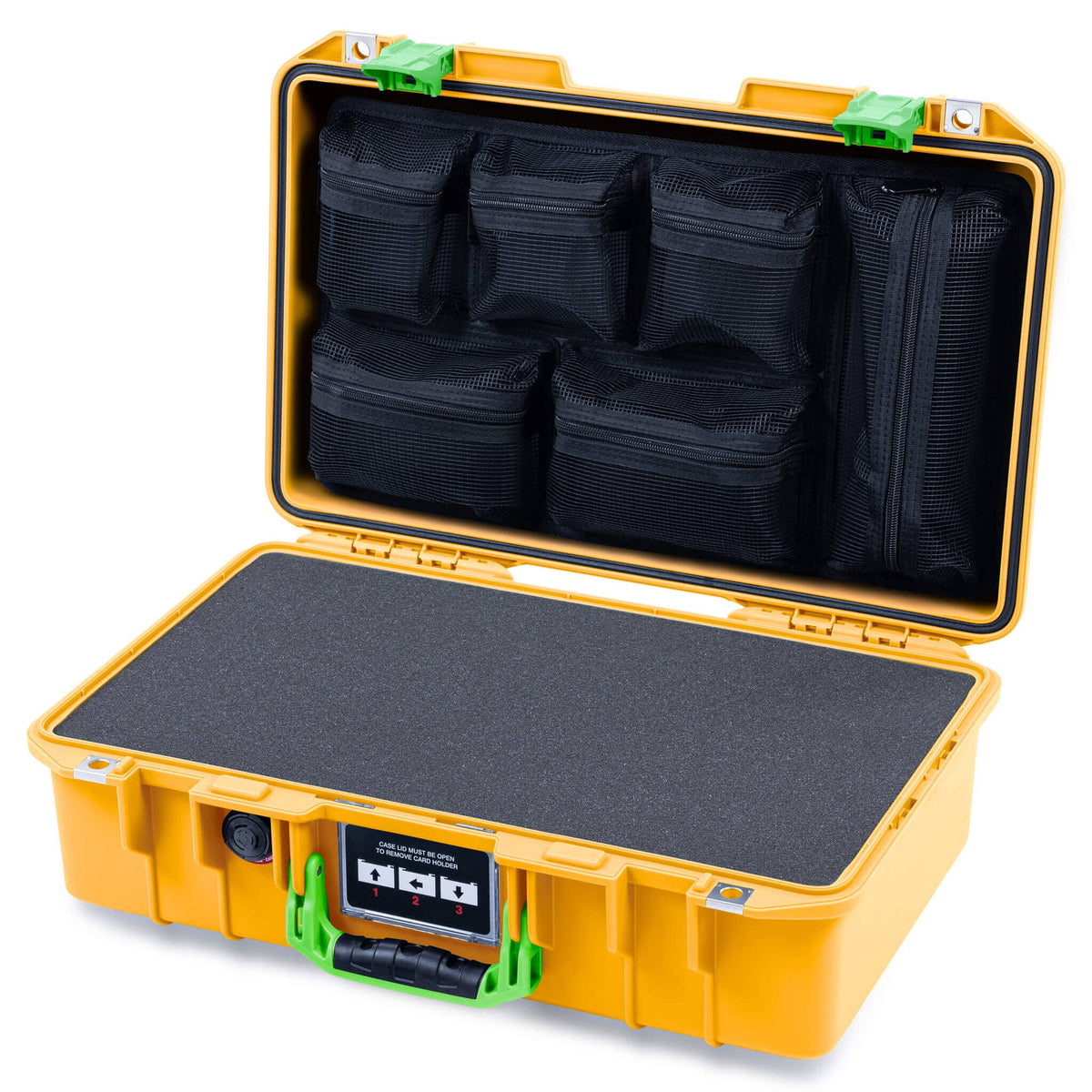 Pelican 1485 Air Case, Yellow with Lime Green Latches ColorCase 