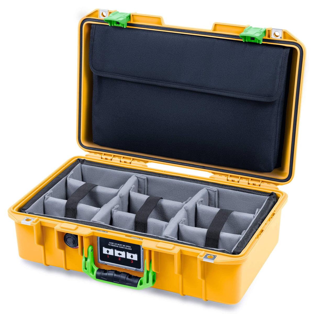 Pelican 1485 Air Case, Yellow with Lime Green Latches ColorCase 
