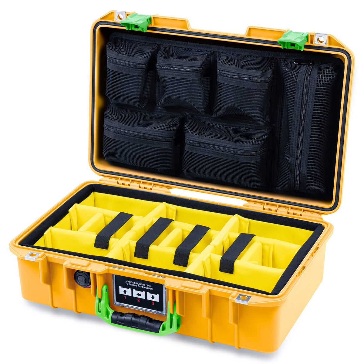 Pelican 1485 Air Case, Yellow with Lime Green Latches ColorCase 