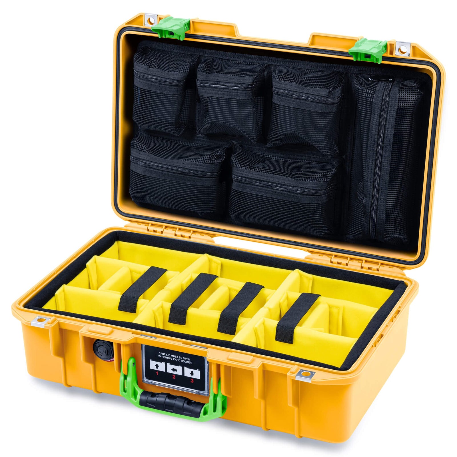 Pelican 1485 Air Case, Yellow with Lime Green Latches ColorCase 