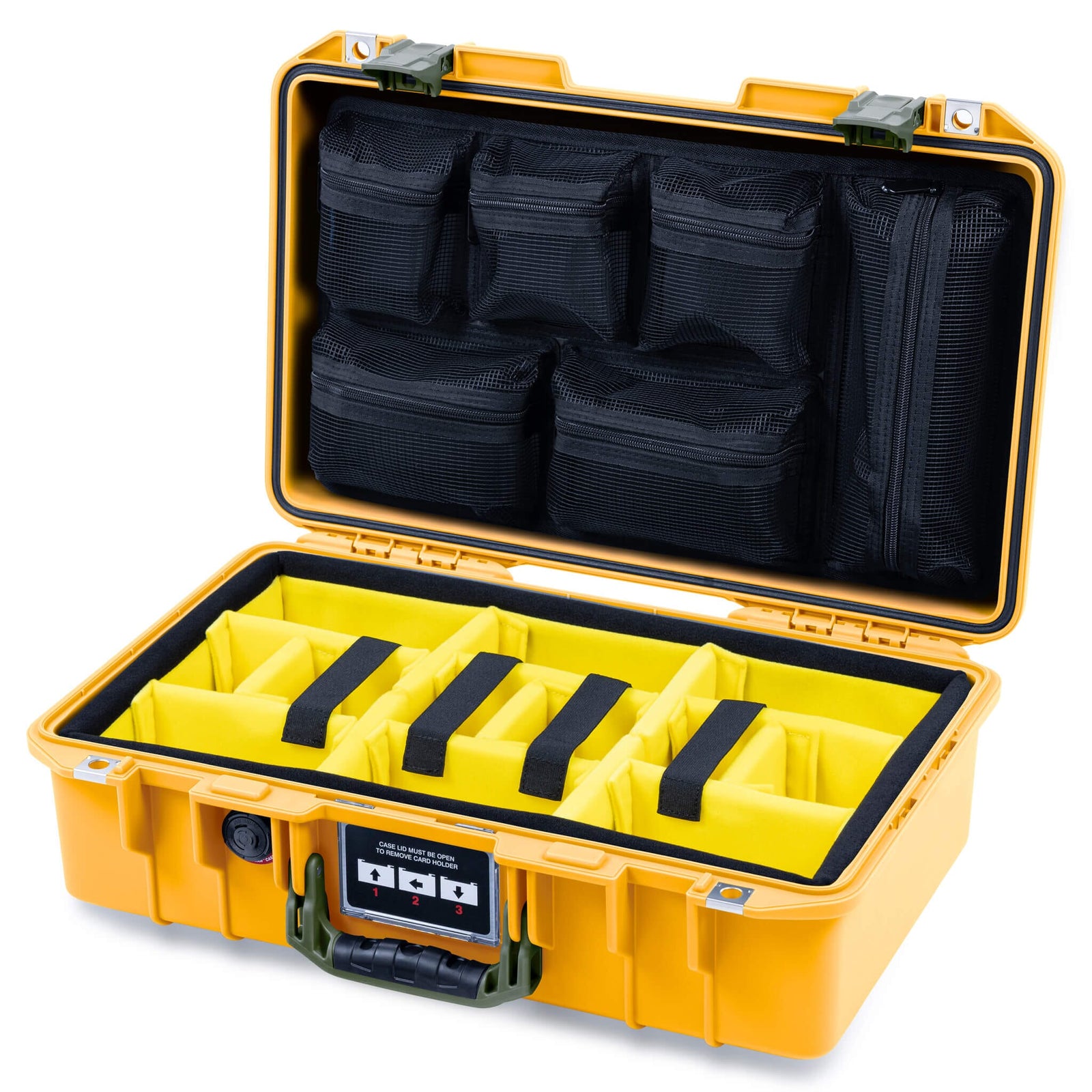 Pelican 1485 Air Case, Yellow with OD Green Latches ColorCase 