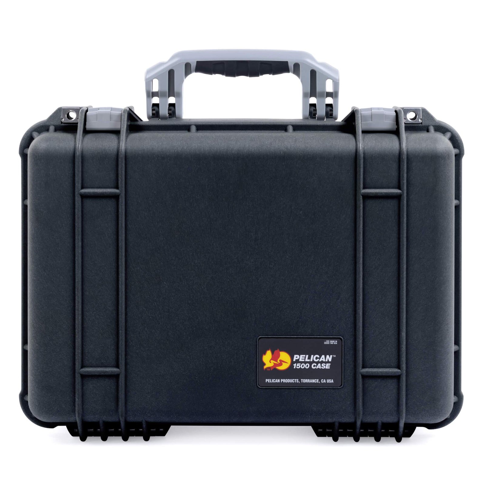 Pelican 1500 Case - Black & Silver - Front Upright View