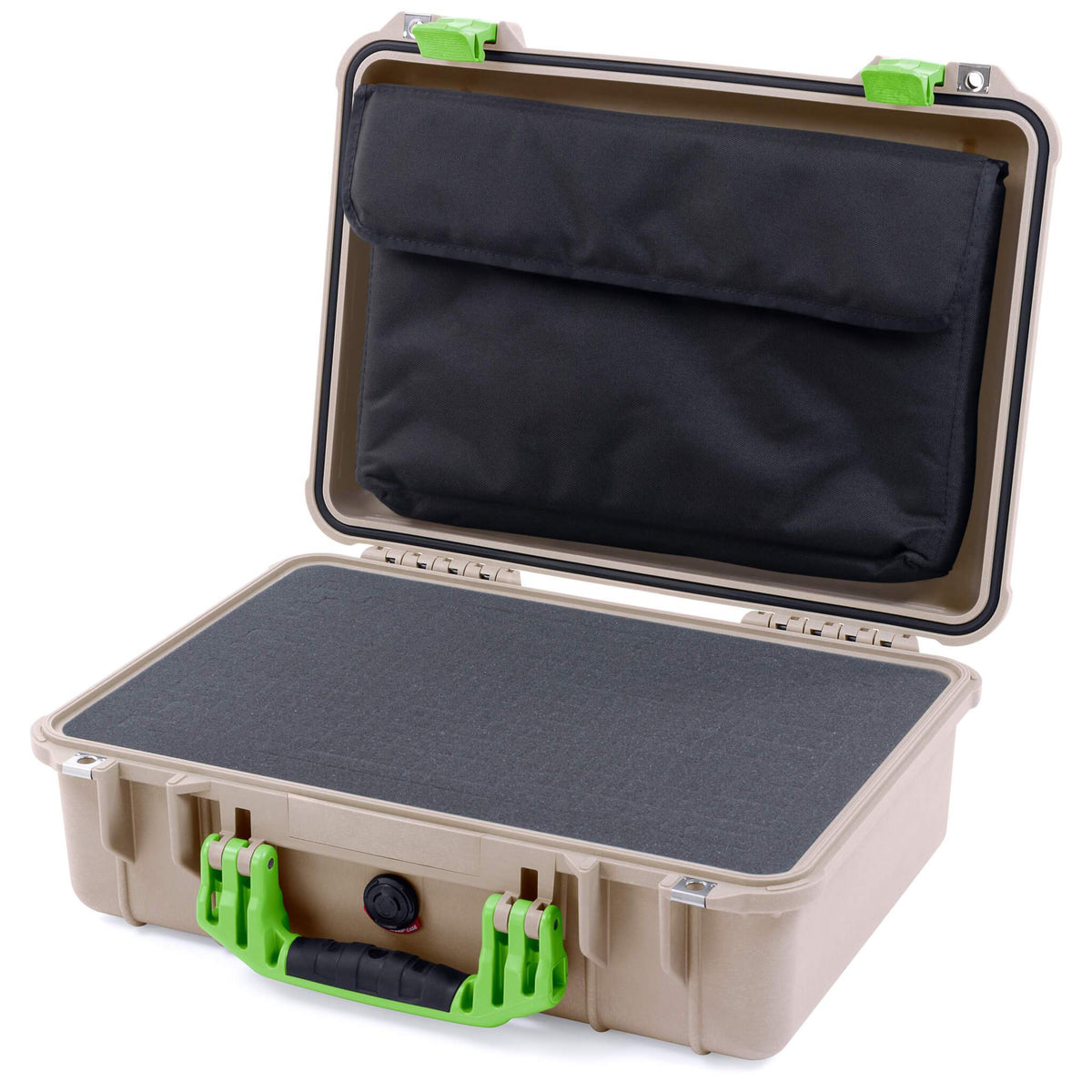 Pelican 1500 Case - Desert Tan &amp; Lime Green