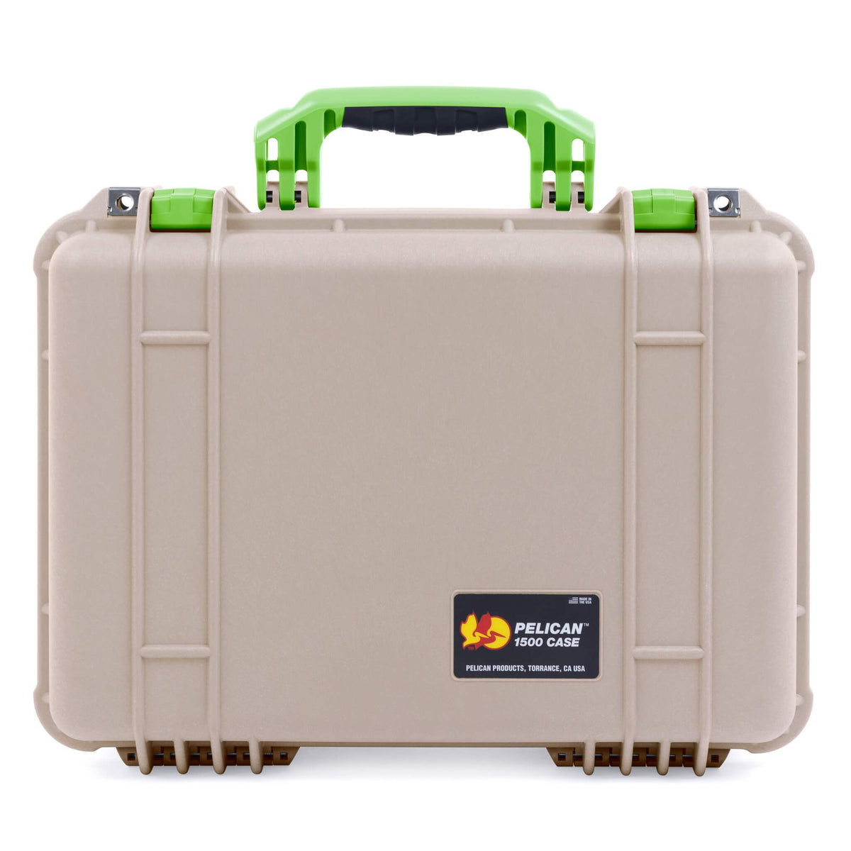 Pelican 1500 Case - Desert Tan &amp; Lime Green