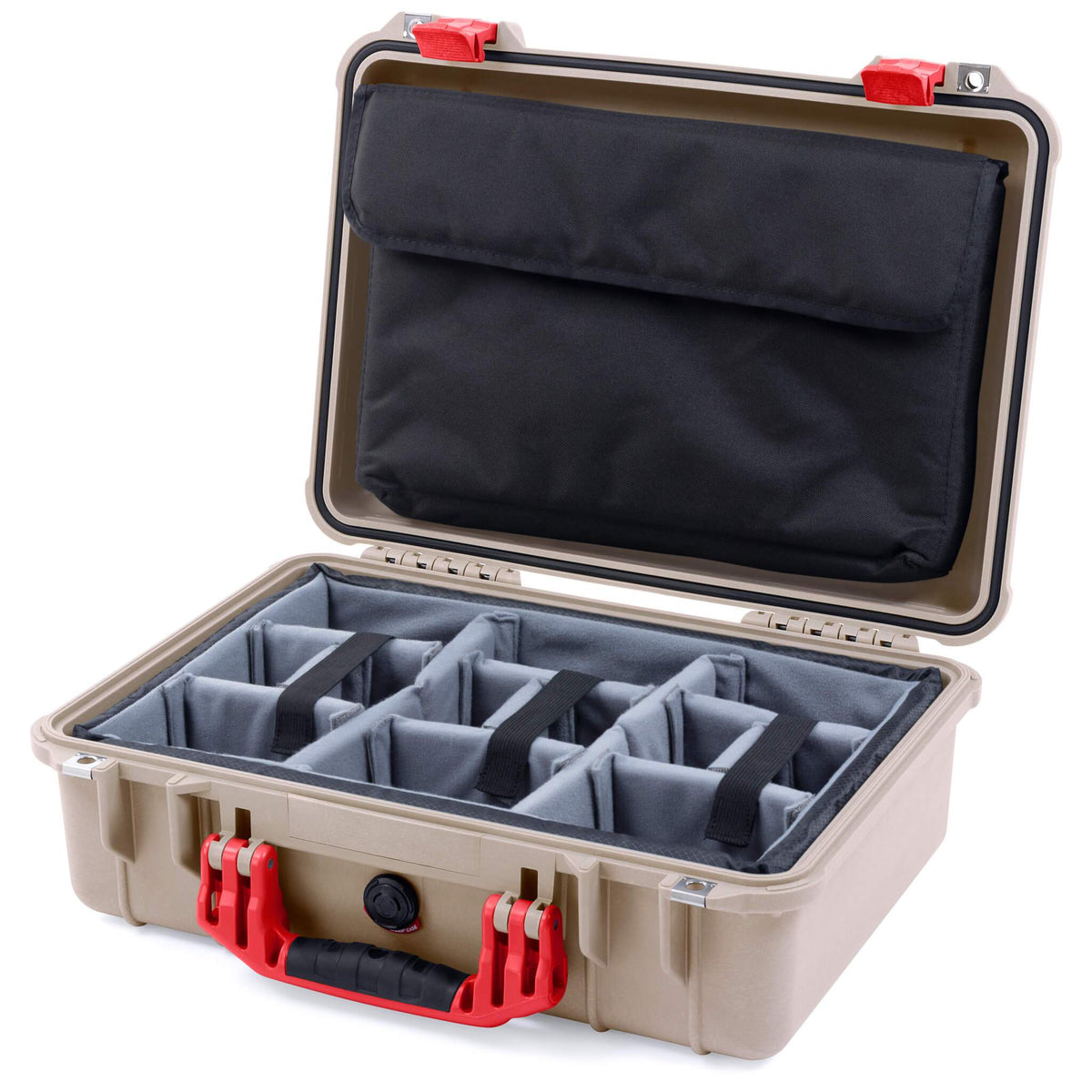 Pelican 1500 Case - Desert Tan &amp; Red