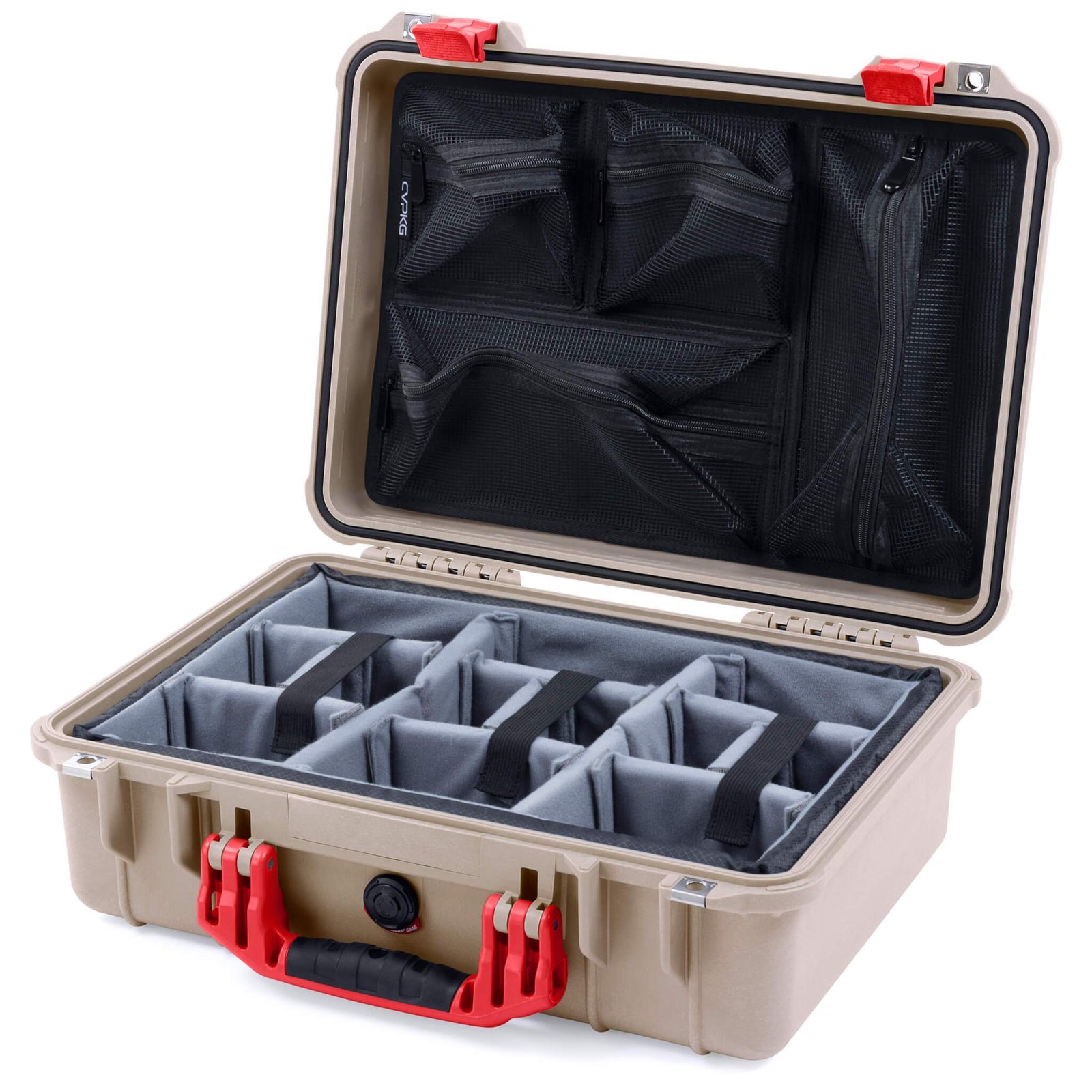 Pelican 1500 Case - Desert Tan & Red