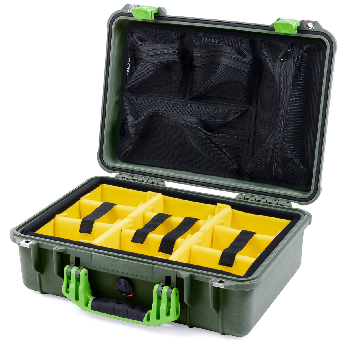 Pelican 1500 Case - OD Green &amp; Lime Green