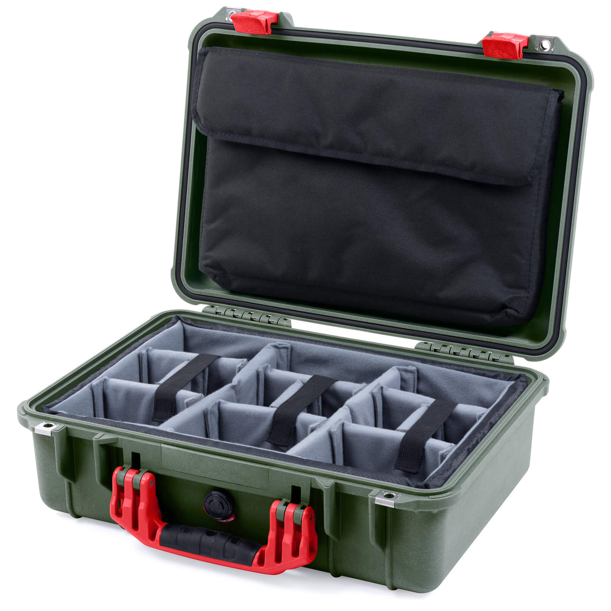 Pelican 1500 Case - OD Green &amp; Red
