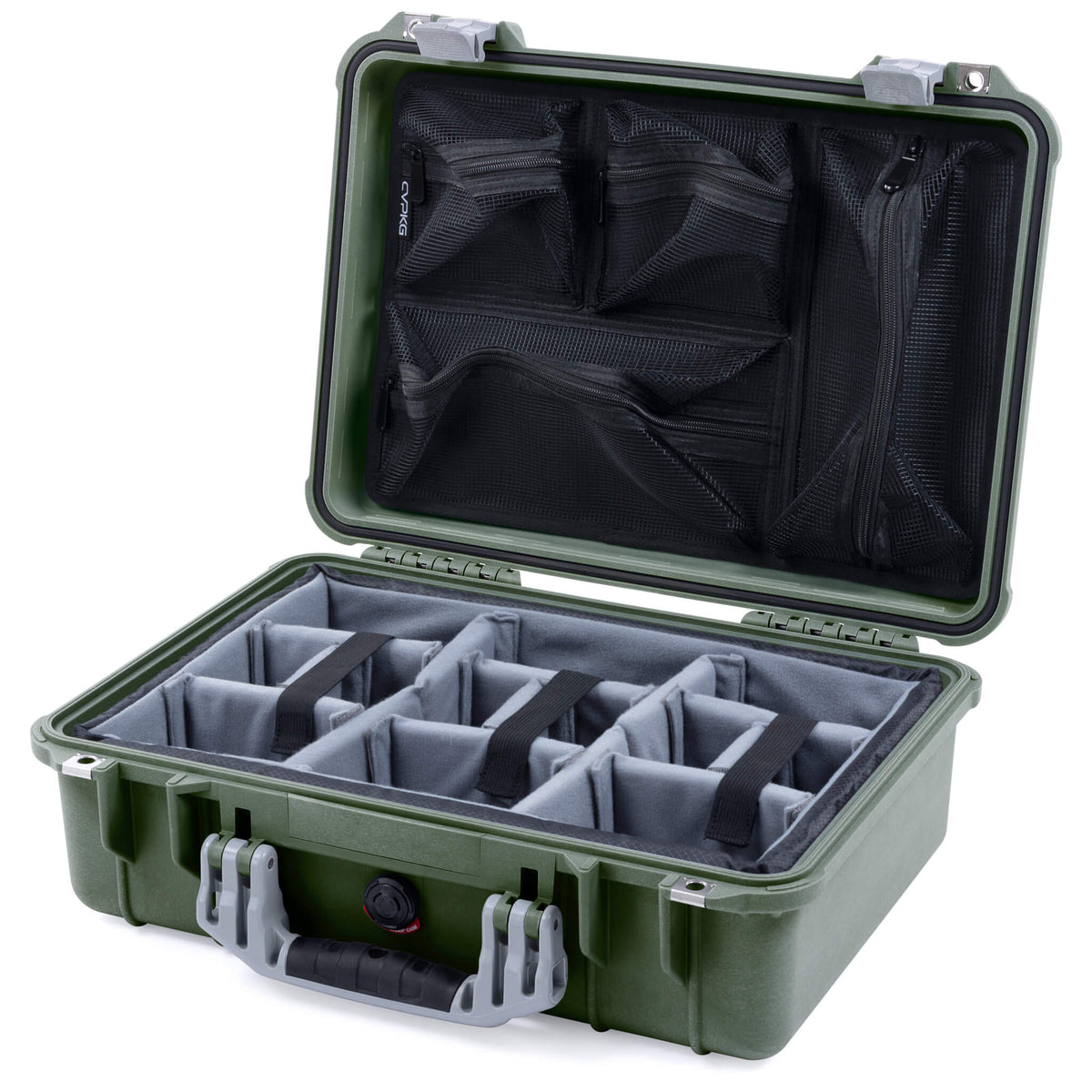 Pelican 1500 Case - OD Green &amp; Silver