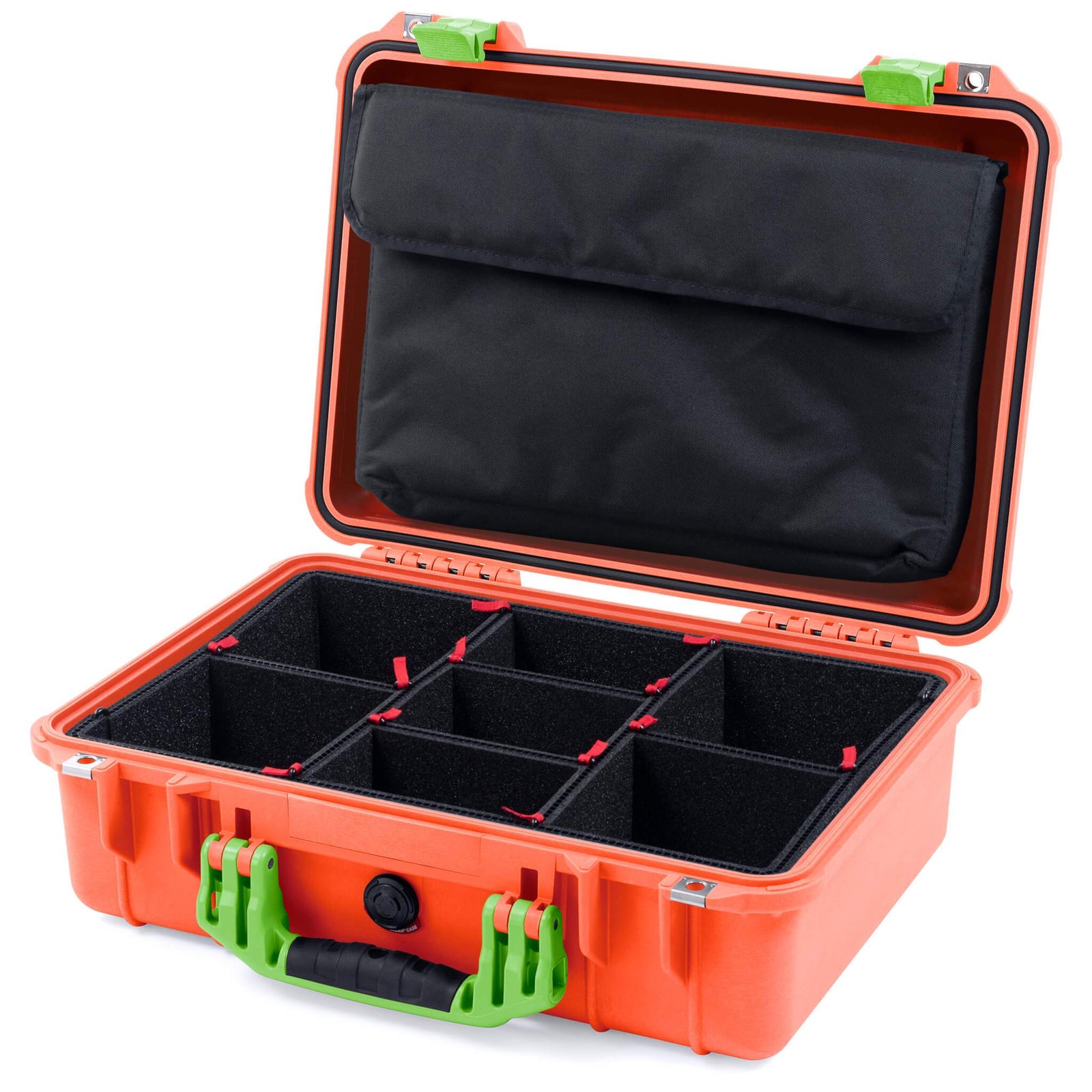 Pelican 1500 Case - Orange & Lime Green