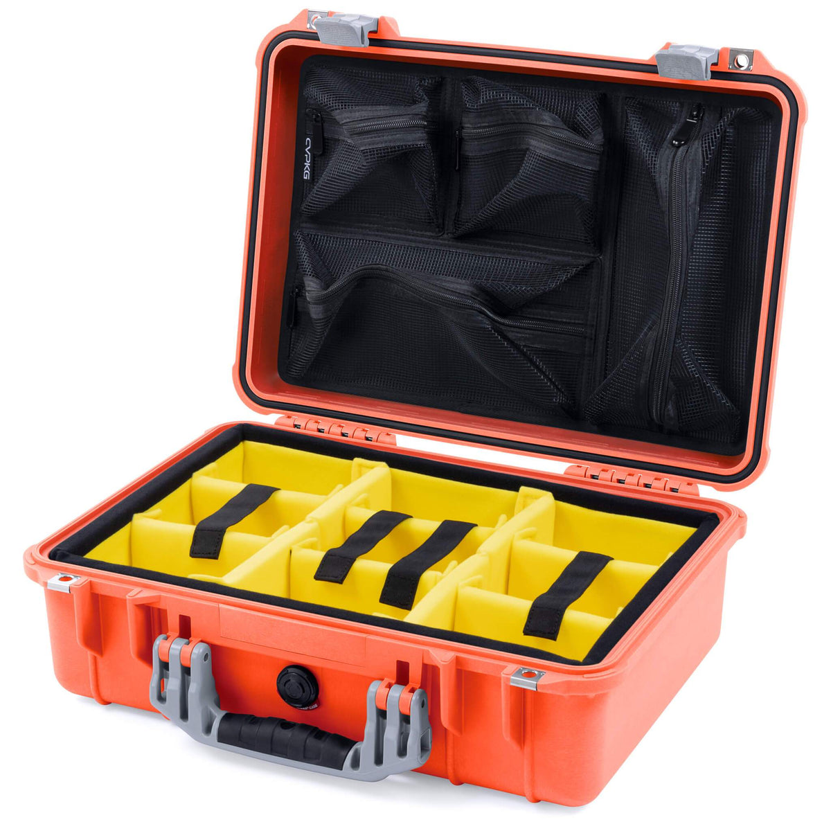 Pelican 1500 Case - Orange &amp; Silver