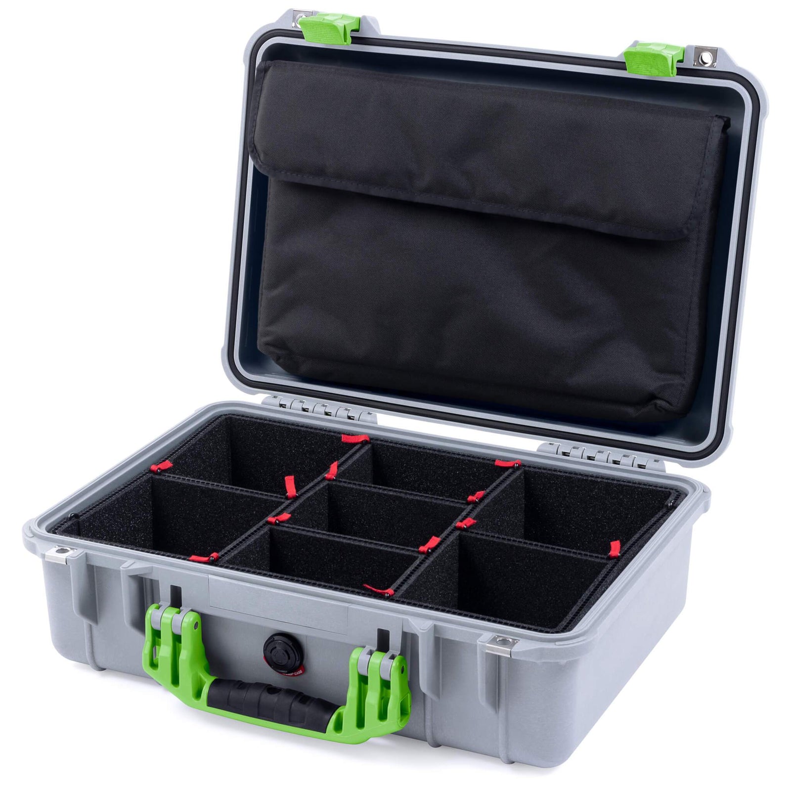 Pelican 1500 Case - Silver & Lime Green