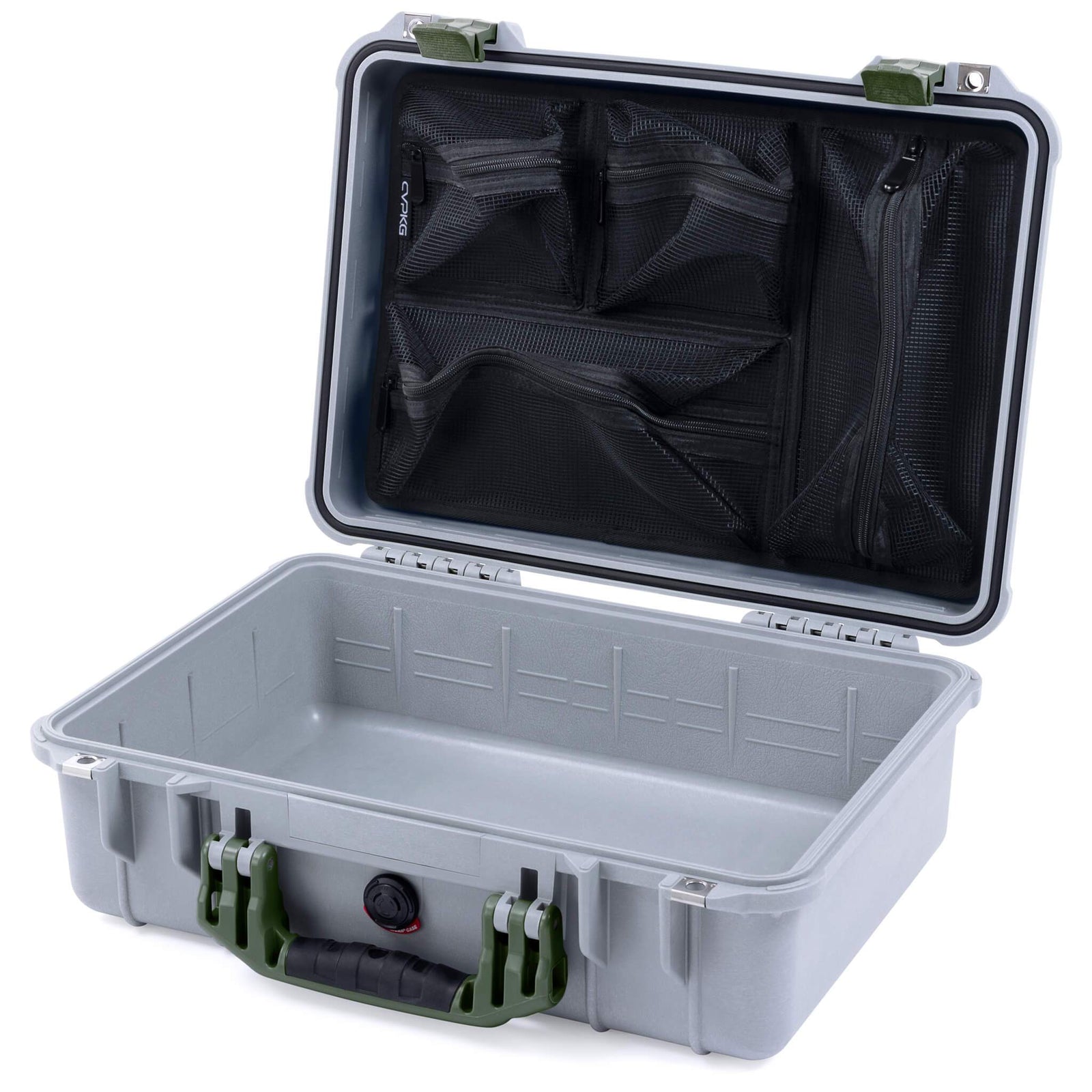 Pelican 1500 Case - Silver & OD Green