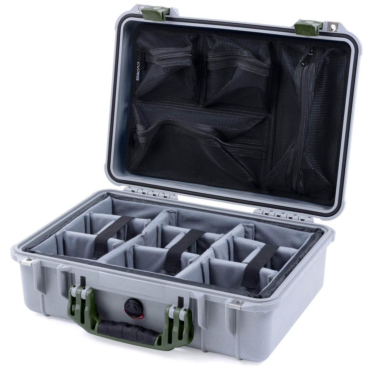 Pelican 1500 Case - Silver &amp; OD Green