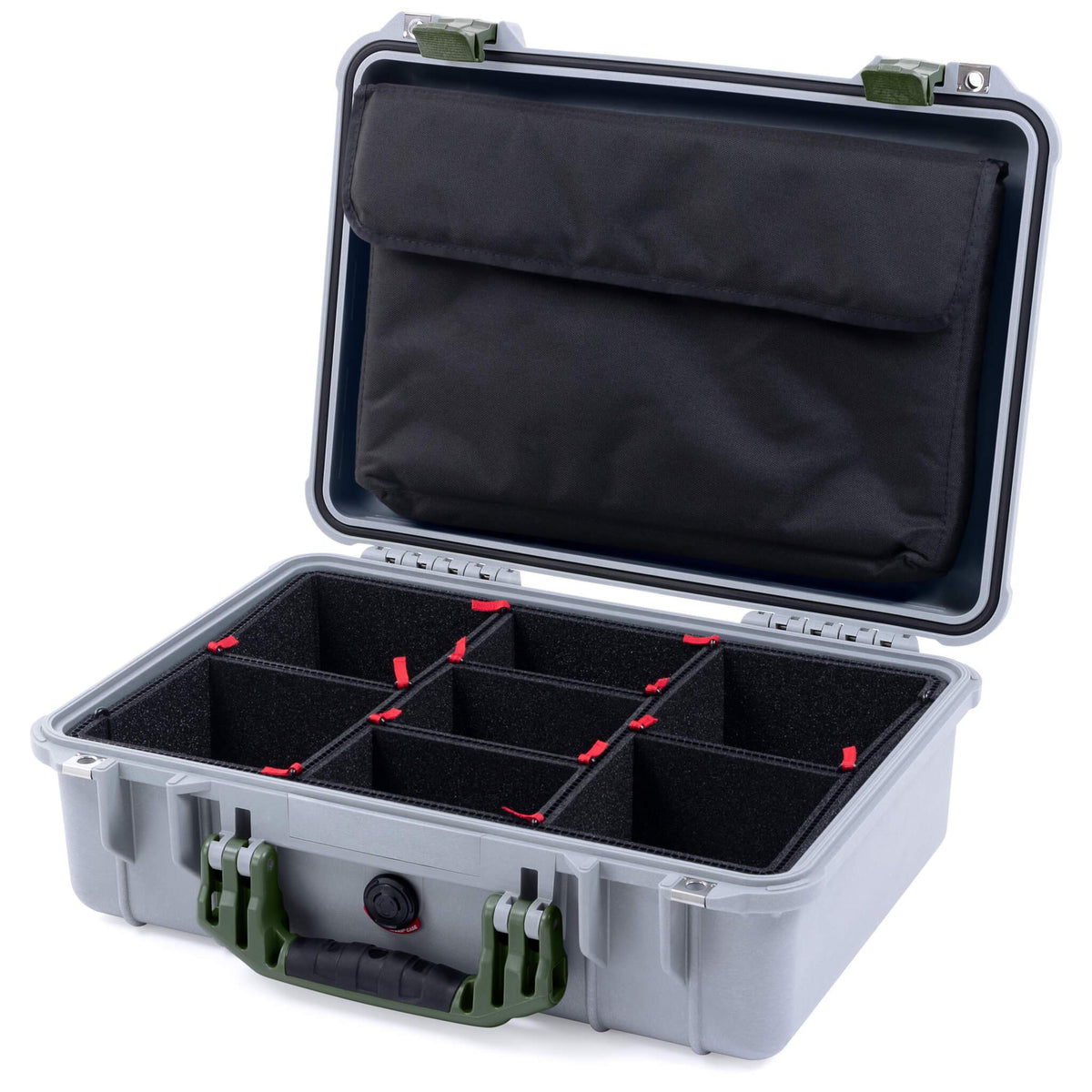 Pelican 1500 Case - Silver &amp; OD Green
