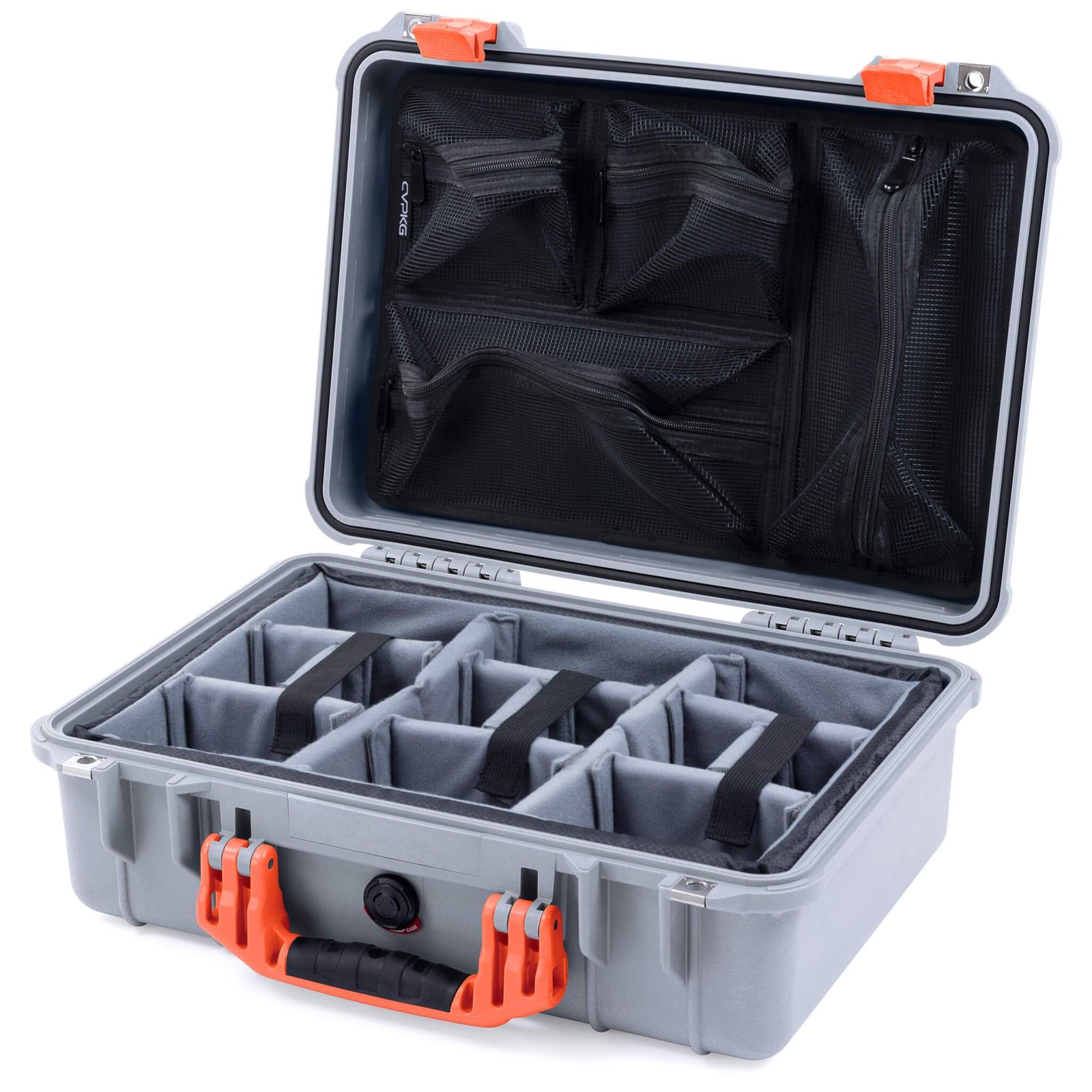 Pelican 1500 Case - Silver & Orange