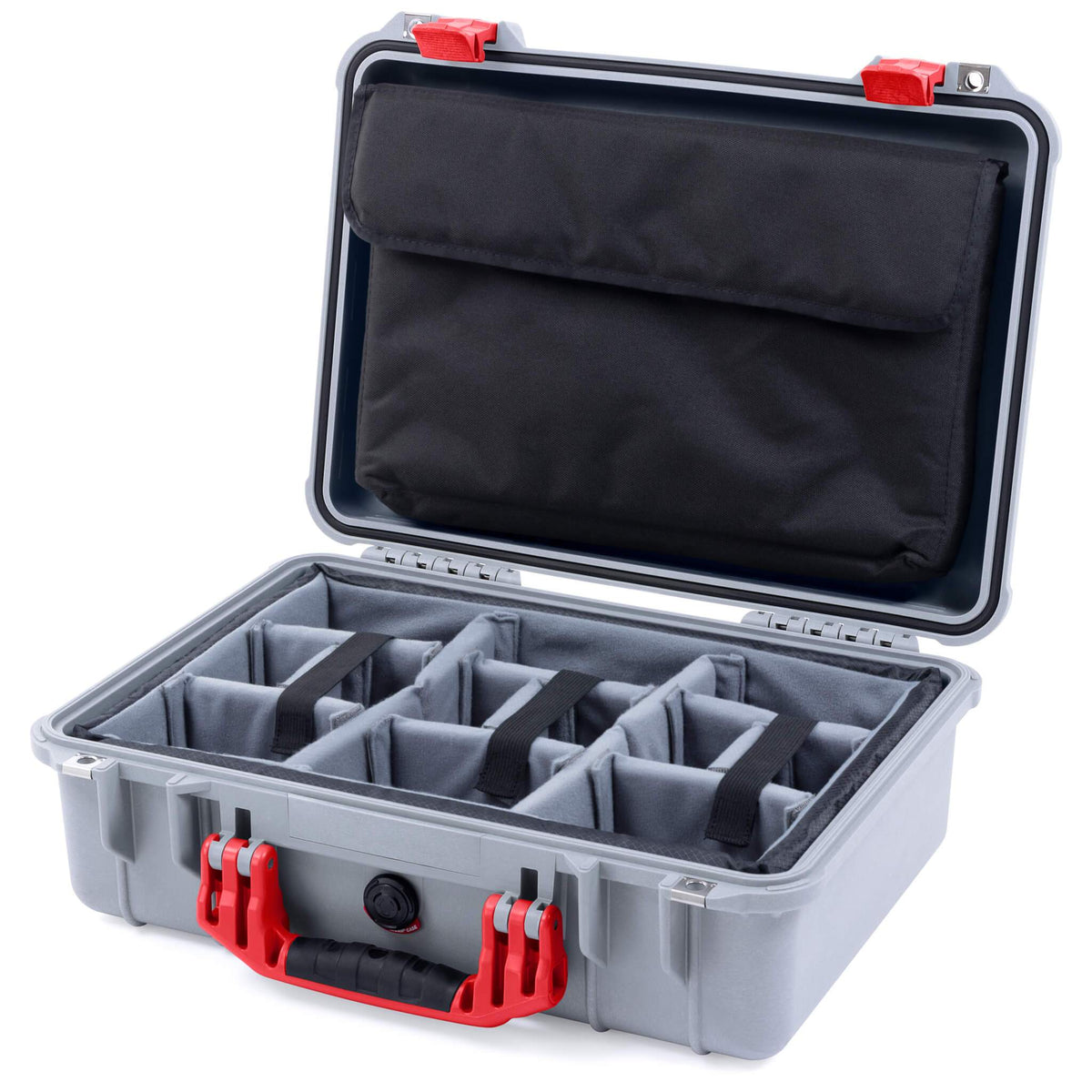Pelican 1500 Case - Silver &amp; Red