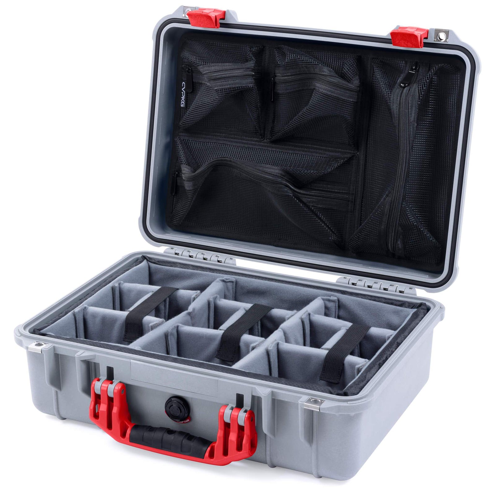 Pelican 1500 Case - Silver & Red