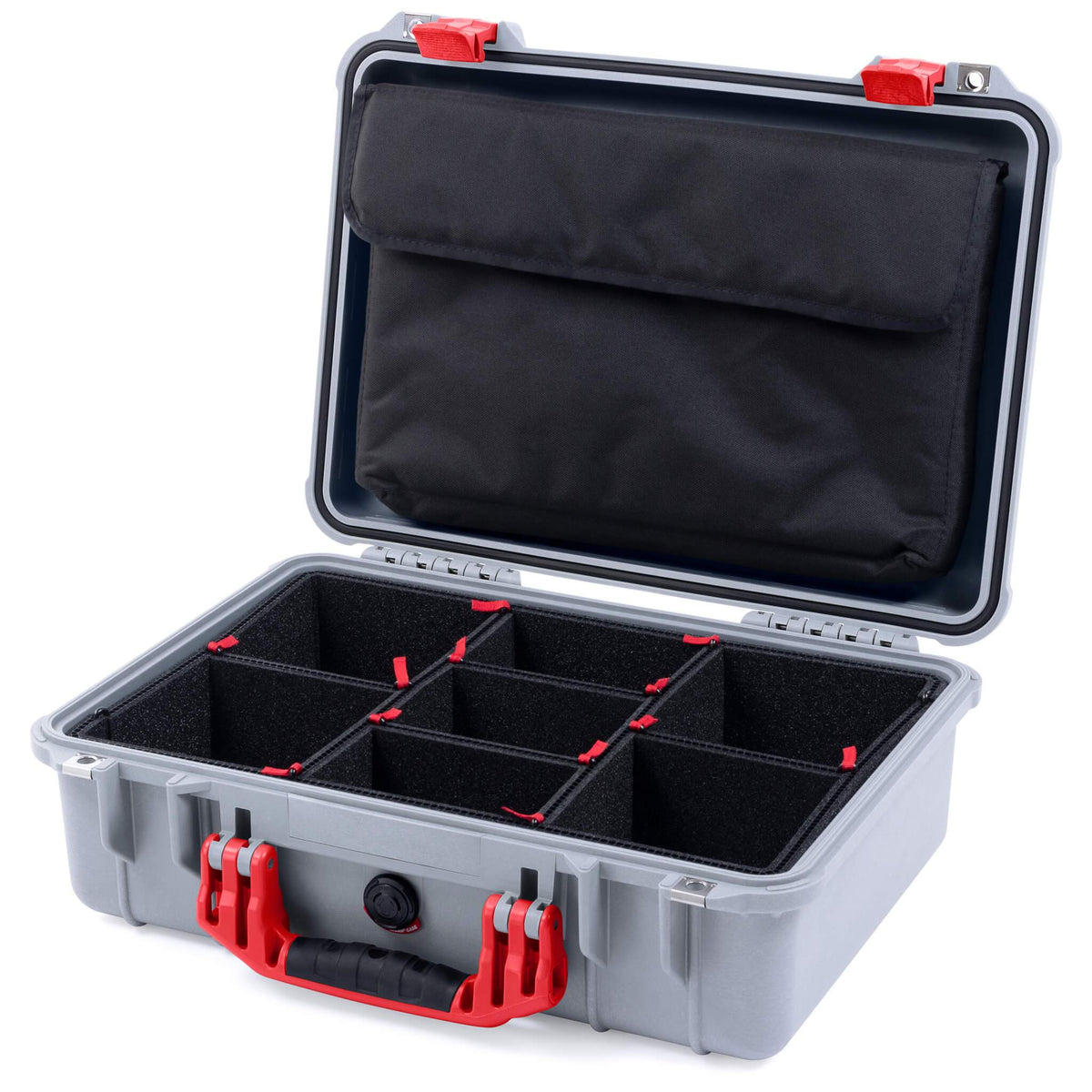 Pelican 1500 Case - Silver &amp; Red