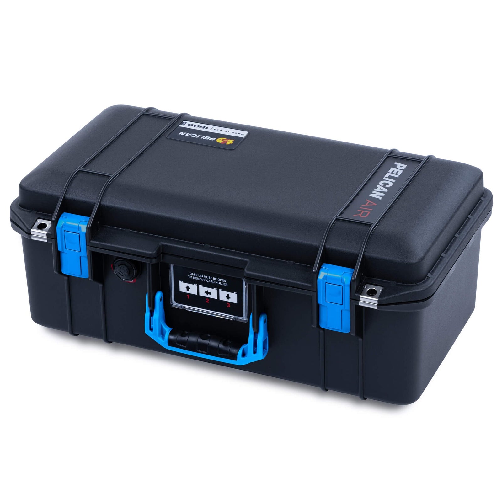 Pelican 1506 Air Case, Black with Blue Handles & Latches ColorCase 