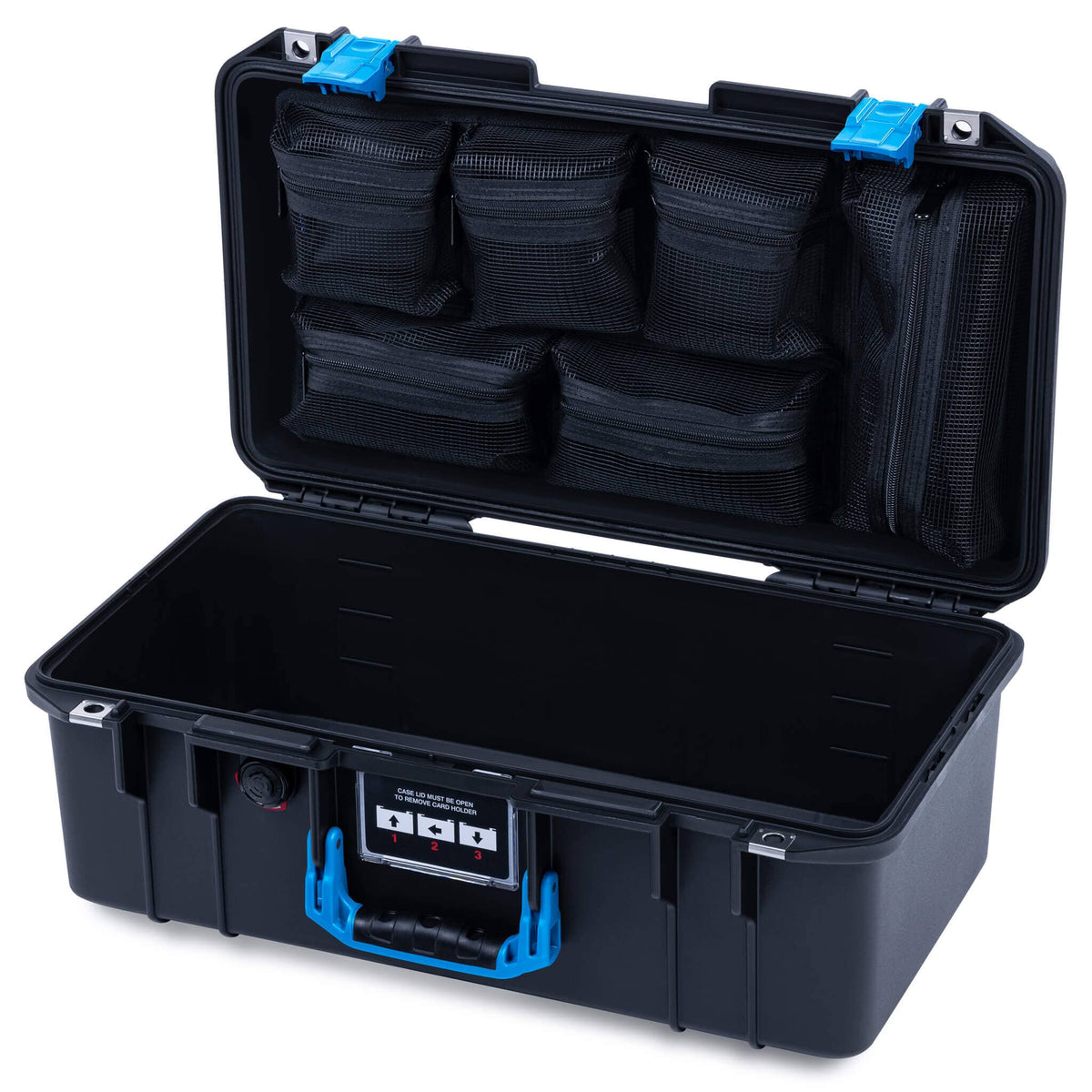Pelican 1506 Air Case, Black with Blue Handles &amp; Latches ColorCase 