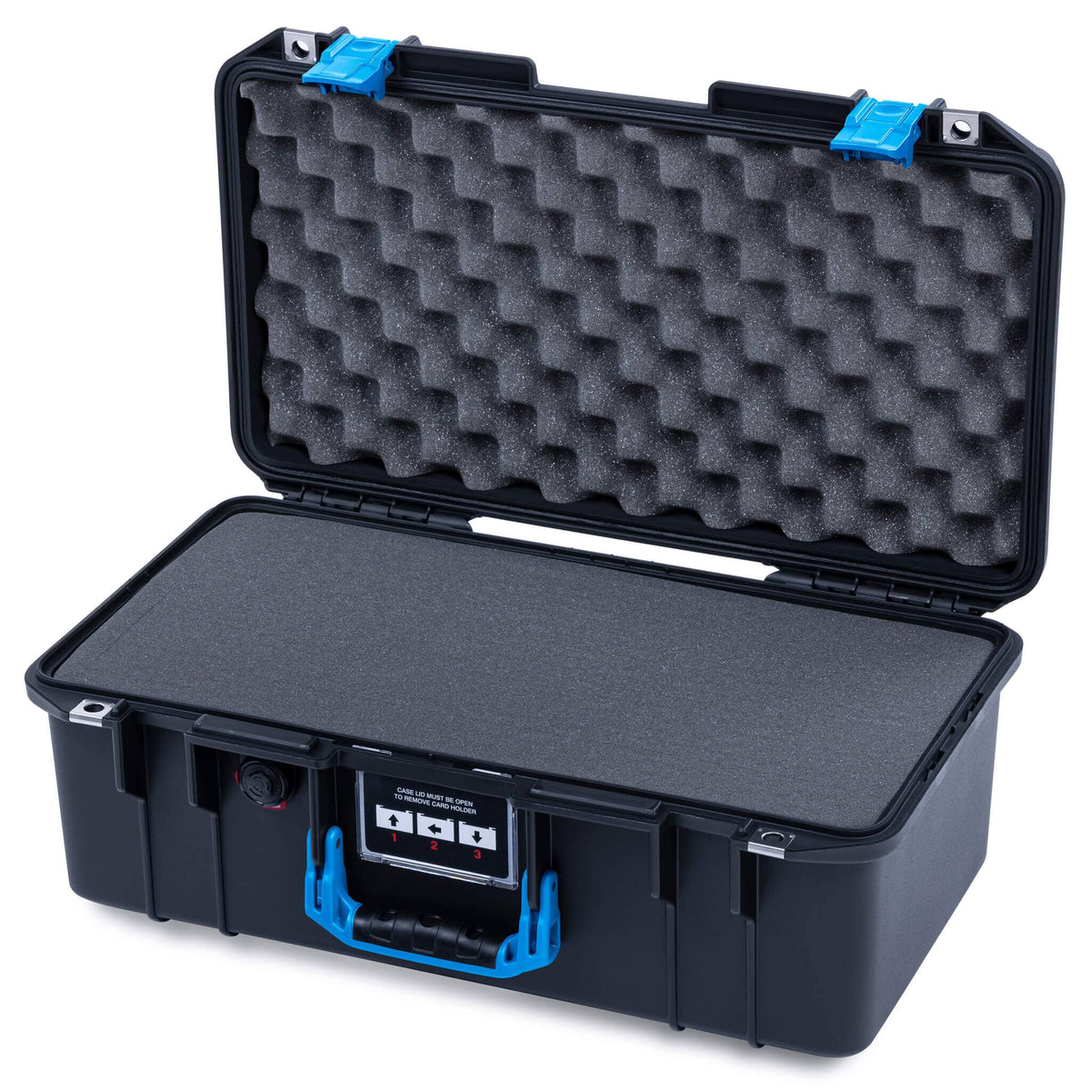 Pelican 1506 Air Case, Black with Blue Handles &amp; Latches Pick &amp; Pluck Foam with Convolute Lid Foam ColorCase 015060-0001-110-121