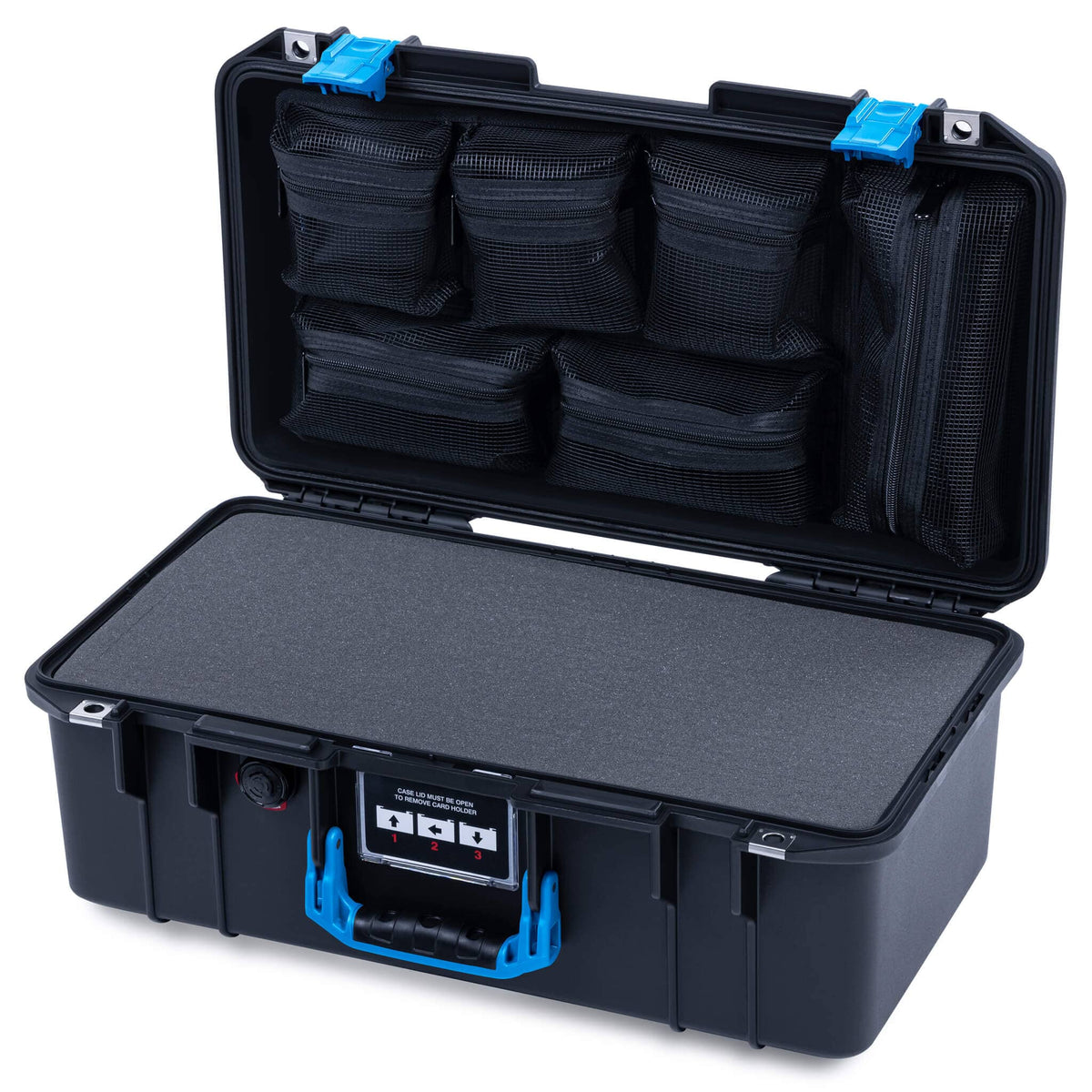 Pelican 1506 Air Case, Black with Blue Handles &amp; Latches ColorCase 
