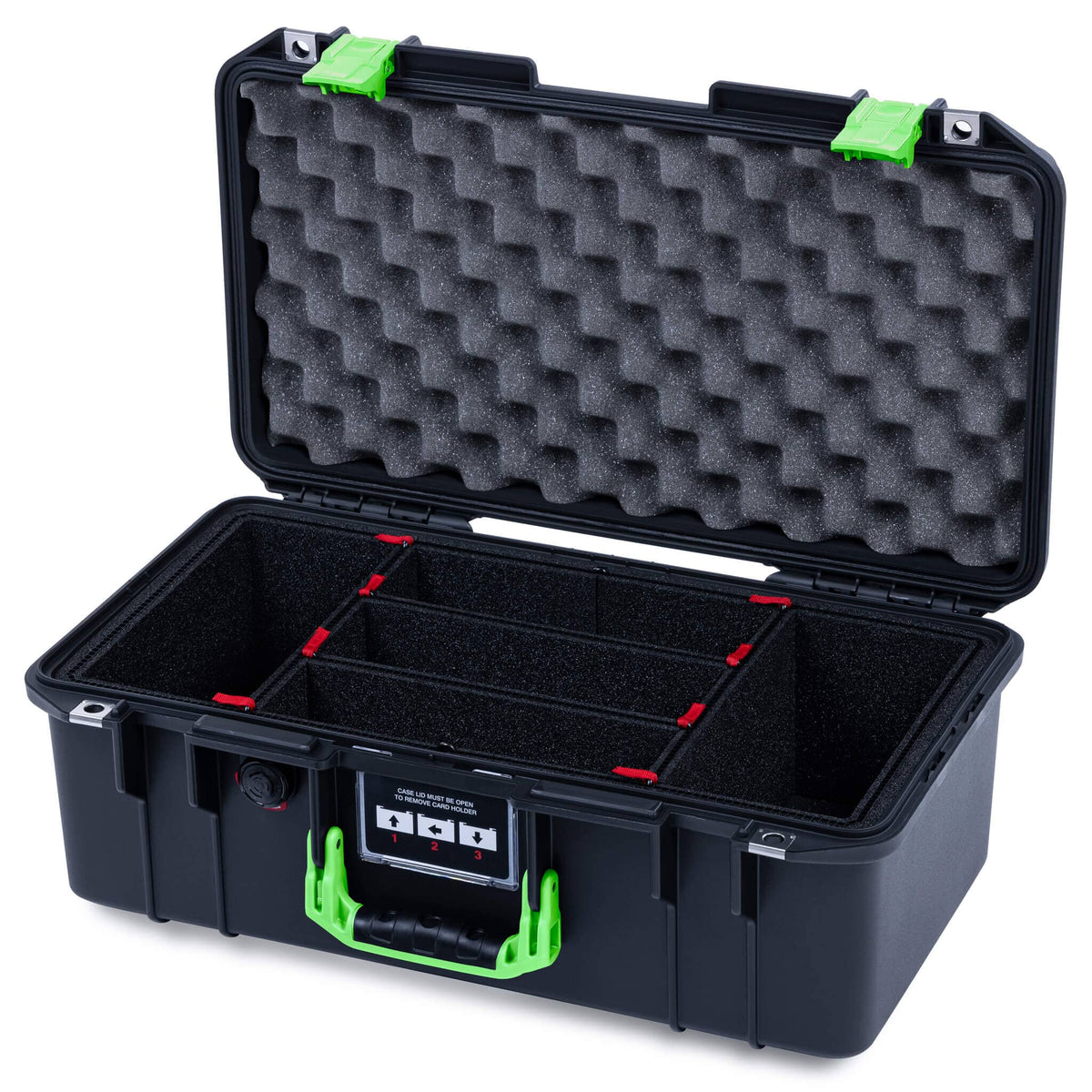 Pelican 1506 Air Case, Black with Lime Green Handles &amp; Latches ColorCase 