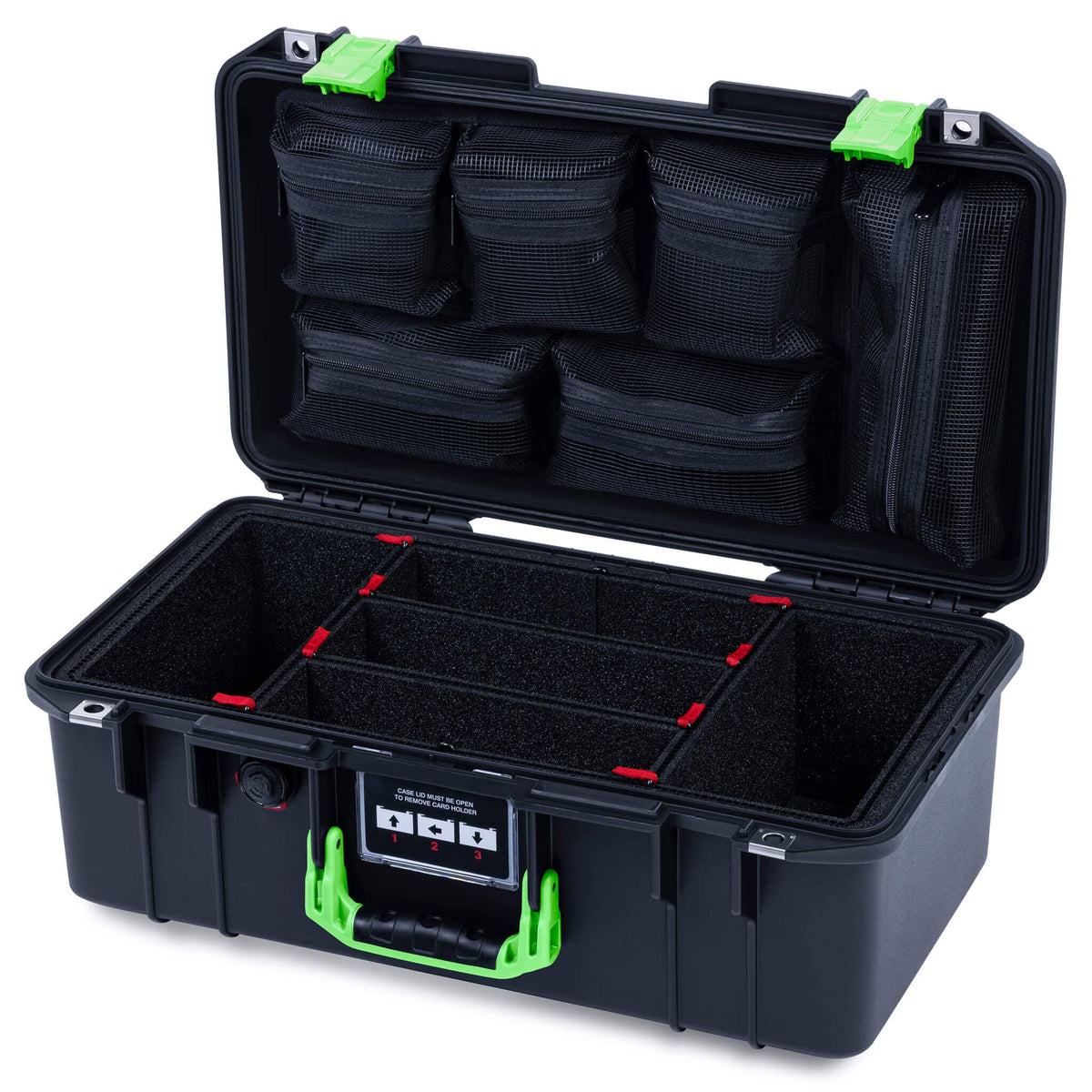 Pelican 1506 Air Case, Black with Lime Green Handles &amp; Latches ColorCase 