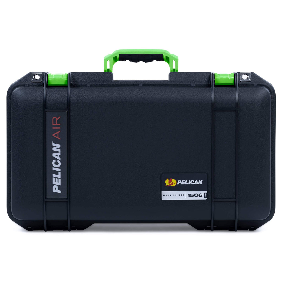 Pelican 1506 Air Case, Black with Lime Green Handles &amp; Latches ColorCase 