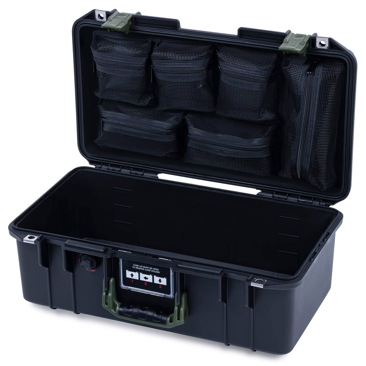 Pelican 1506 Air Case, Black with OD Green Handles &amp; Latches ColorCase 