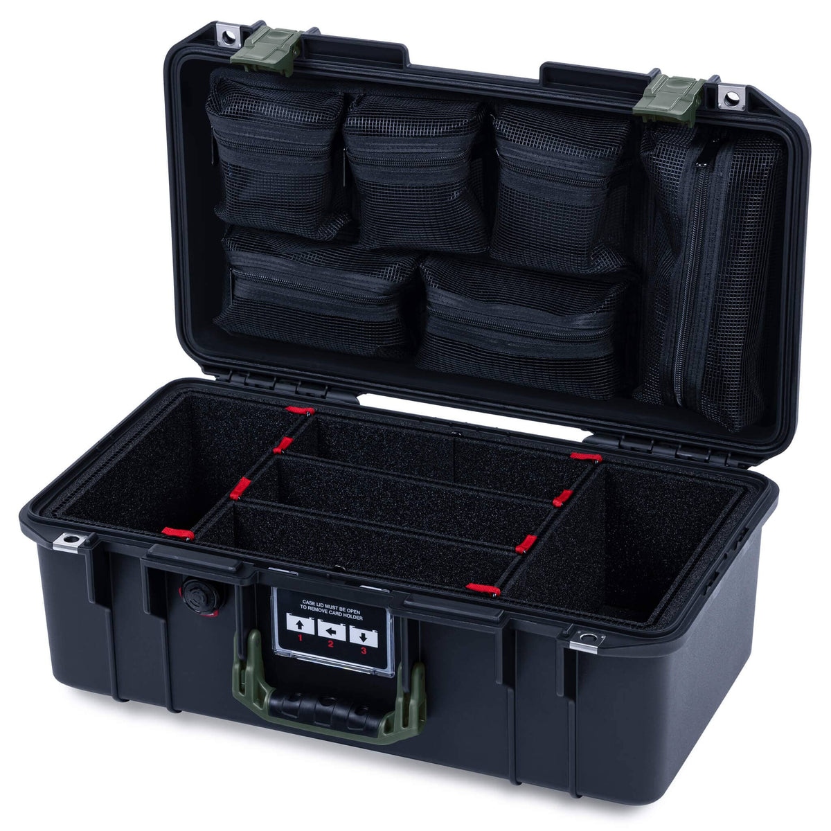 Pelican 1506 Air Case, Black with OD Green Handles &amp; Latches ColorCase 