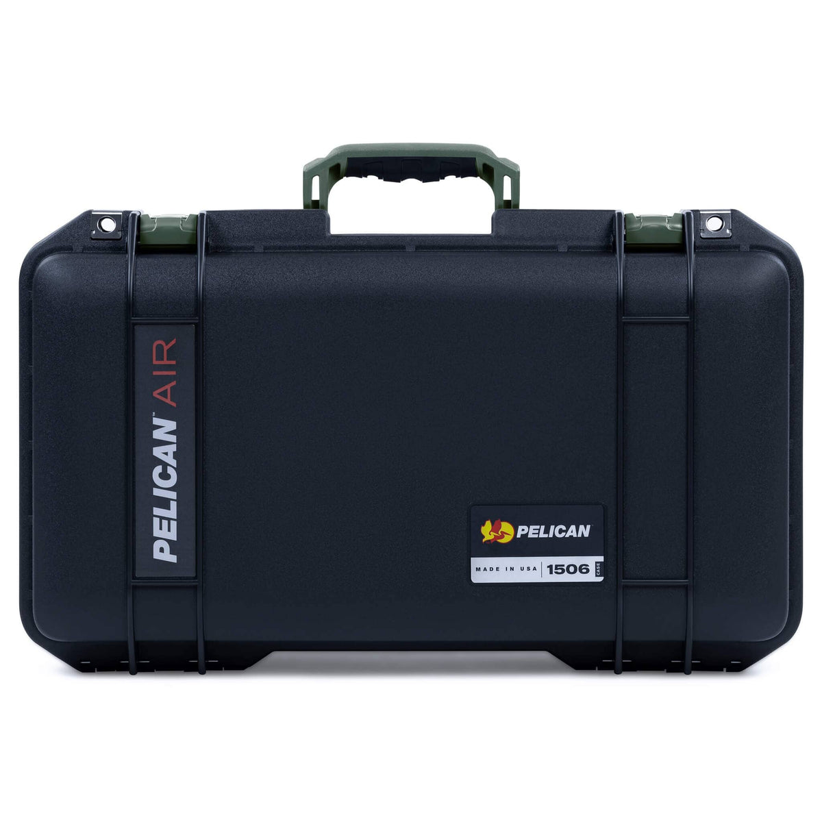 Pelican 1506 Air Case, Black with OD Green Handles &amp; Latches ColorCase 