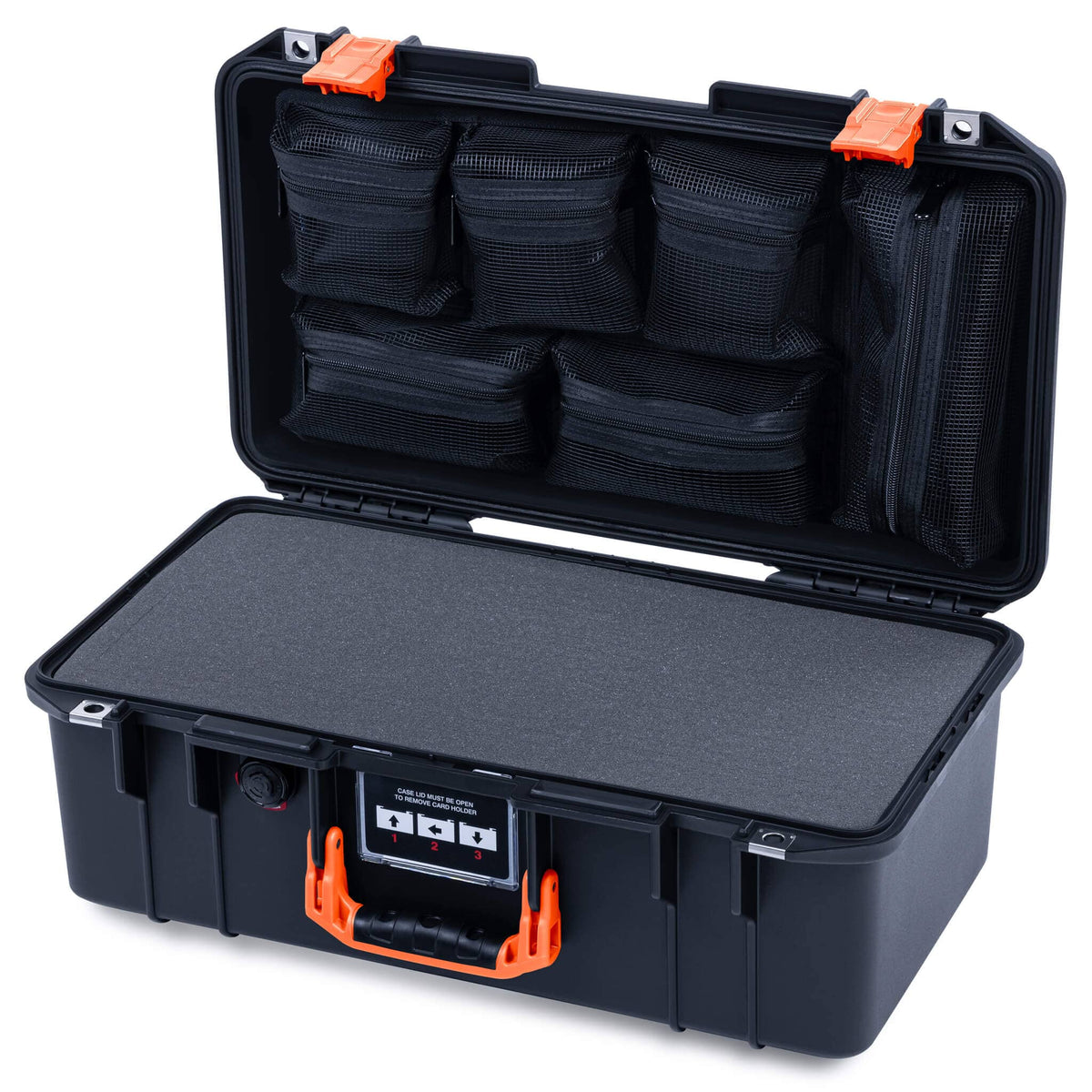 Pelican 1506 Air Case, Black with Orange Handles &amp; Latches ColorCase 