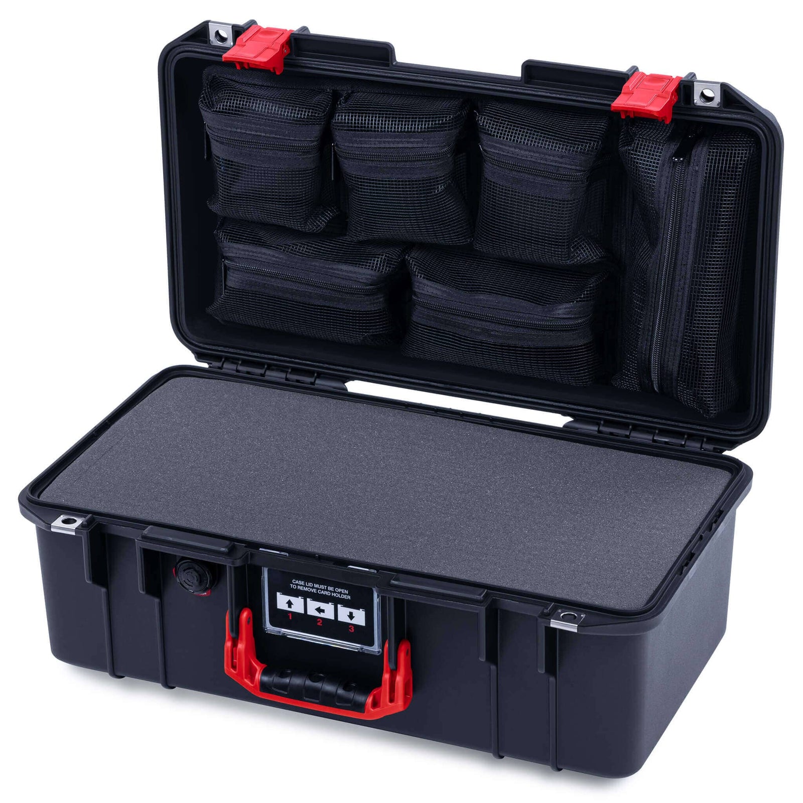 Pelican 1506 Air Case, Black with Red Handles & Latches ColorCase 