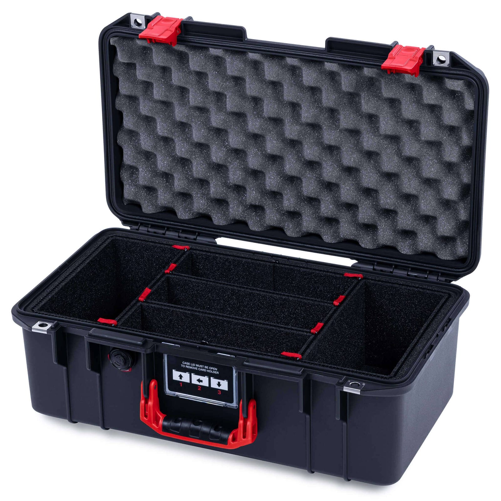 Pelican 1506 Air Case, Black with Red Handles & Latches ColorCase 
